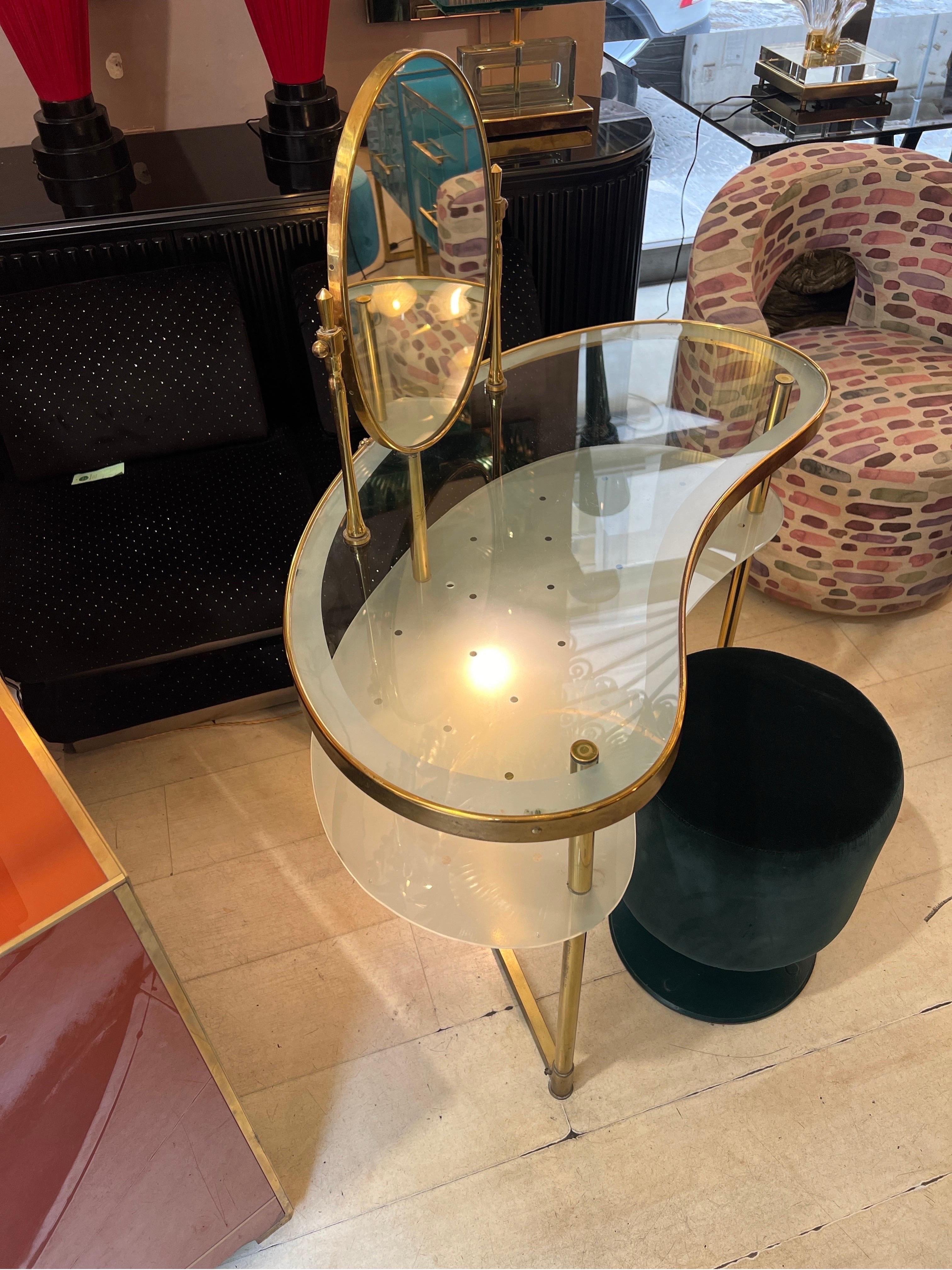 Elegant dressing table/vanity with lighting designed by Luigi Brusotti 1950s 5