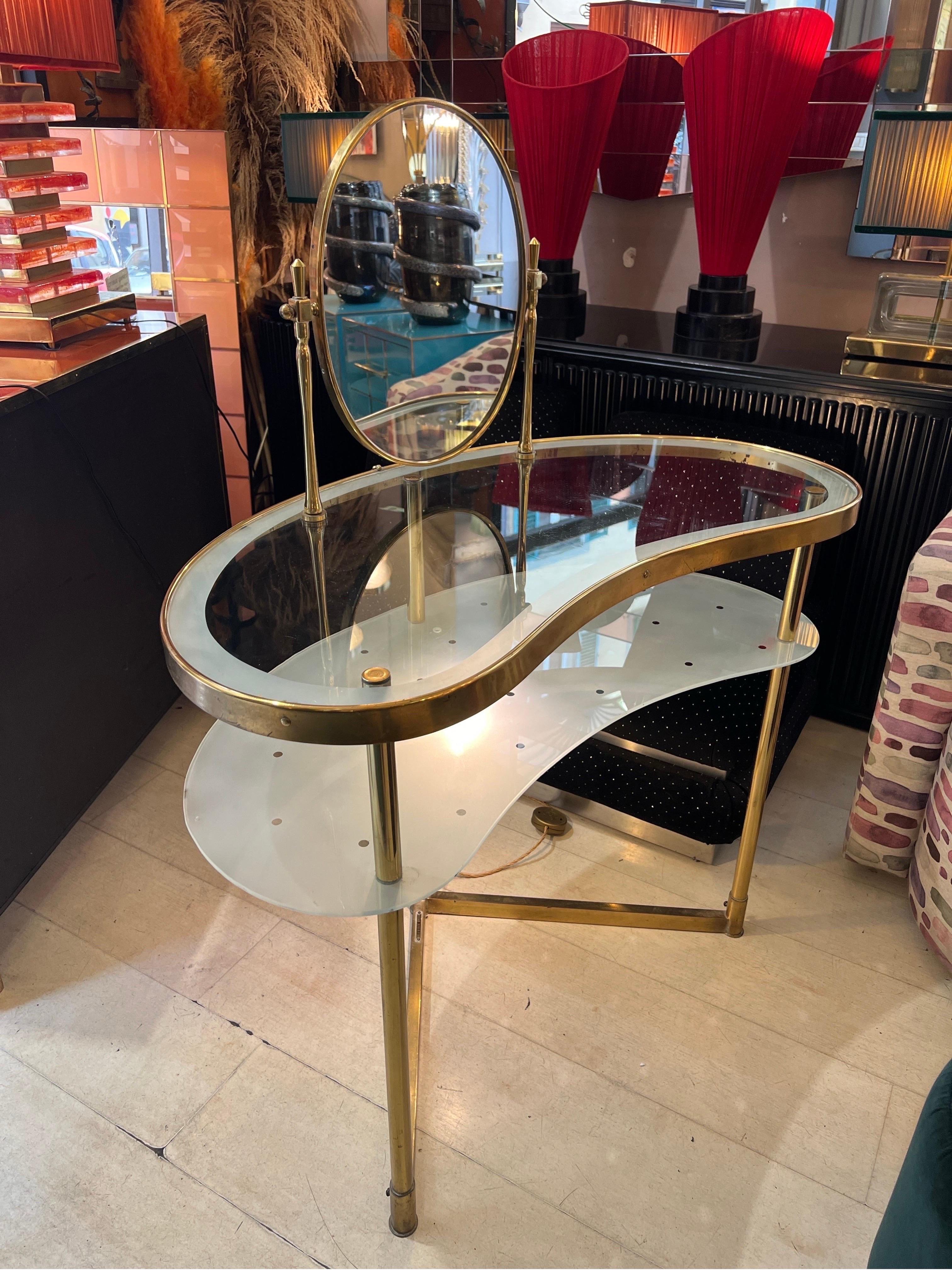Elegant dressing table/vanity with lighting designed by Luigi Brusotti 1950s 6