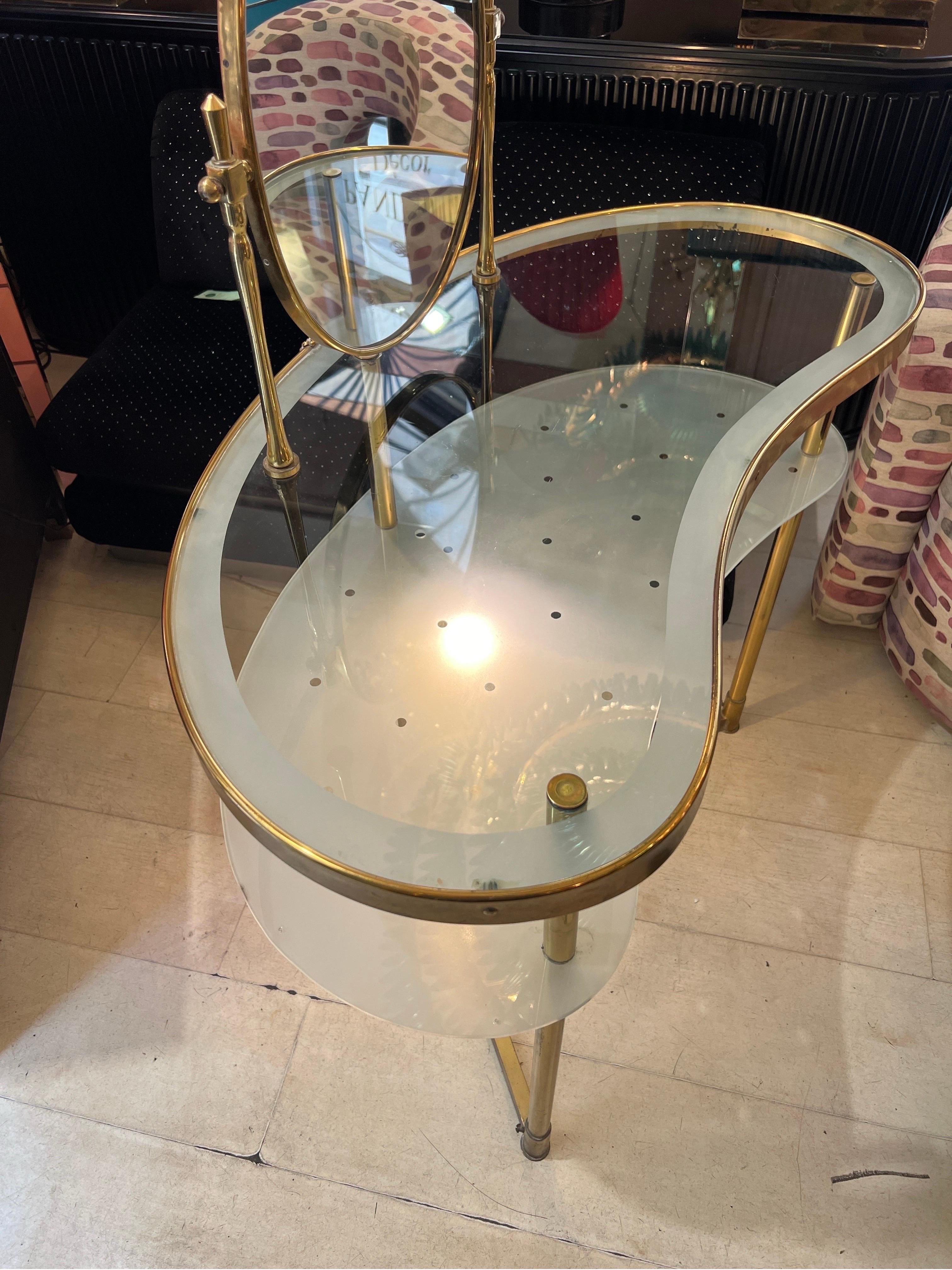 Elegant dressing table/vanity with lighting designed by Luigi Brusotti 1950s 7