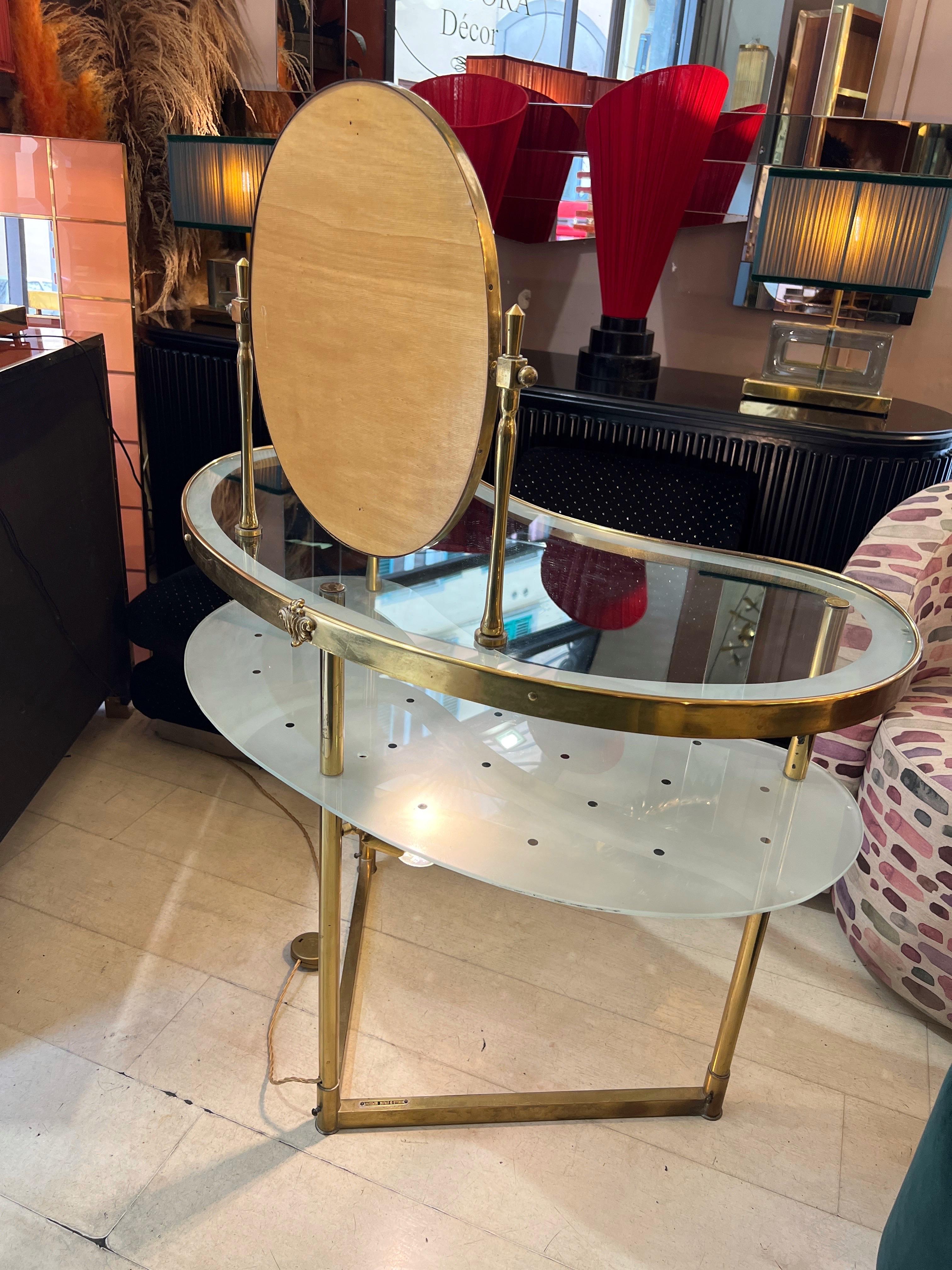 Elegant dressing table/vanity with lighting designed by Luigi Brusotti 1950s 12