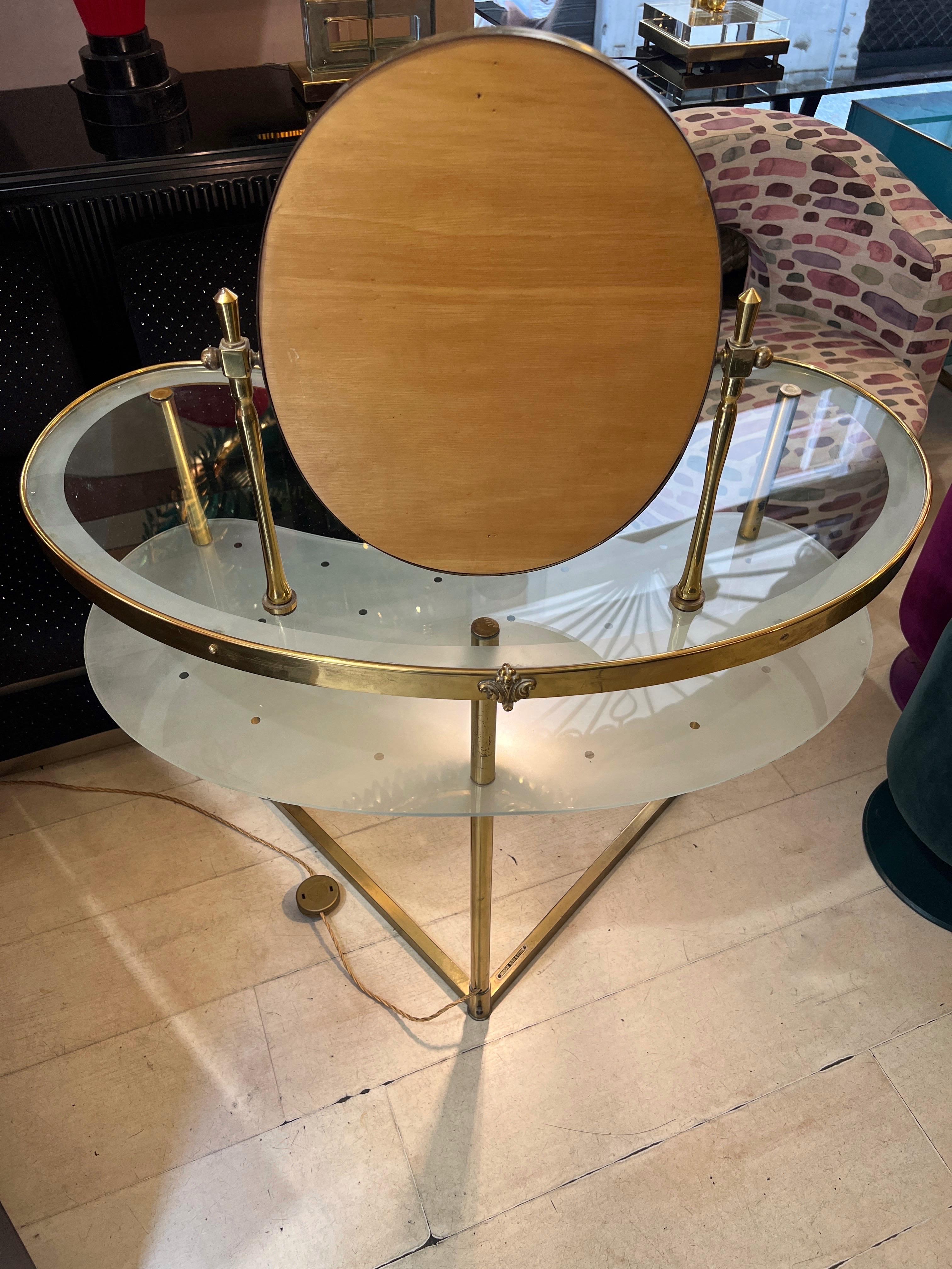 Elegant dressing table/vanity with lighting designed by Luigi Brusotti 1950s 13