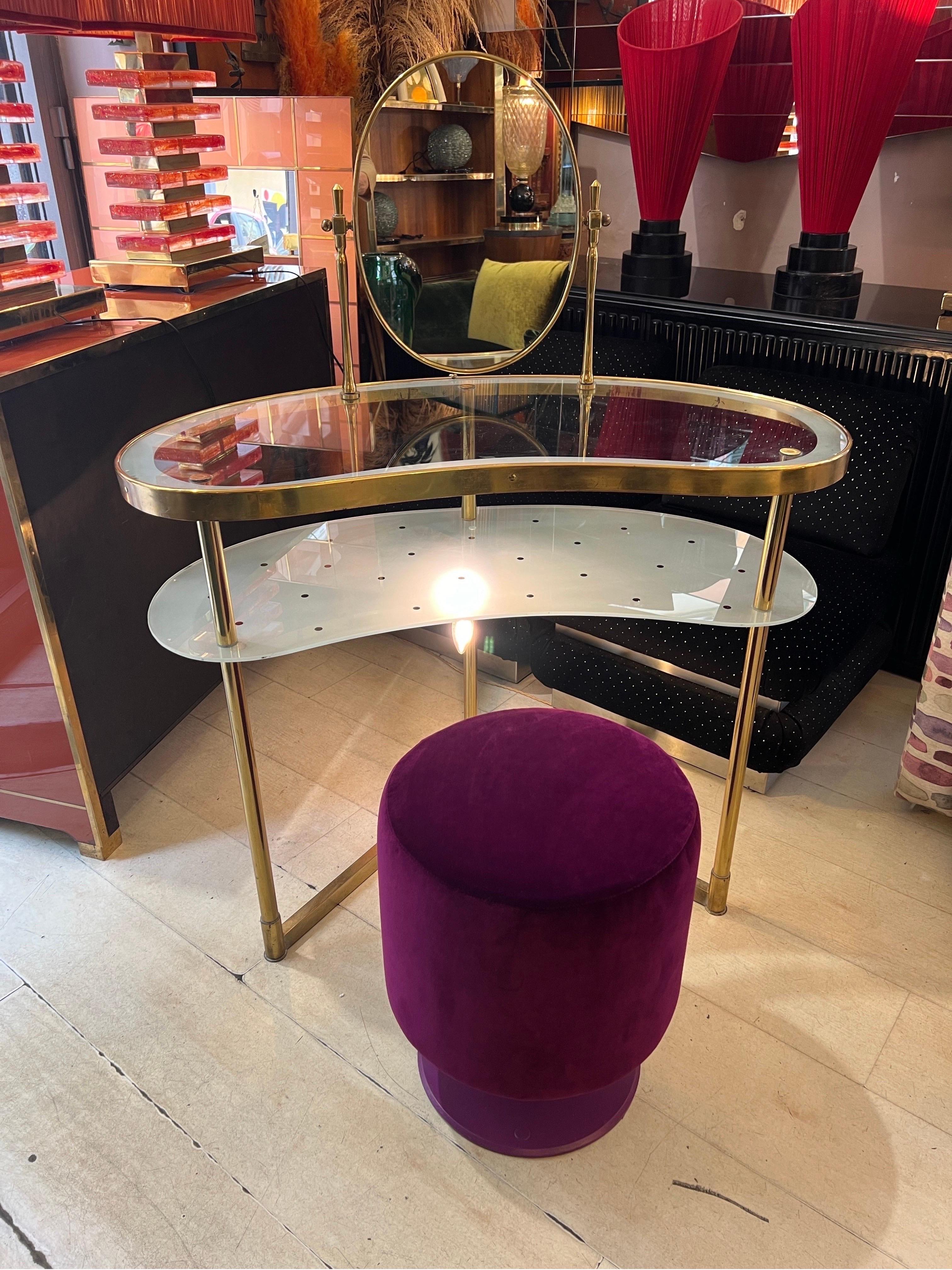 Elegant dressing table/vanity with lighting designed by Luigi Brusotti 1950s 2