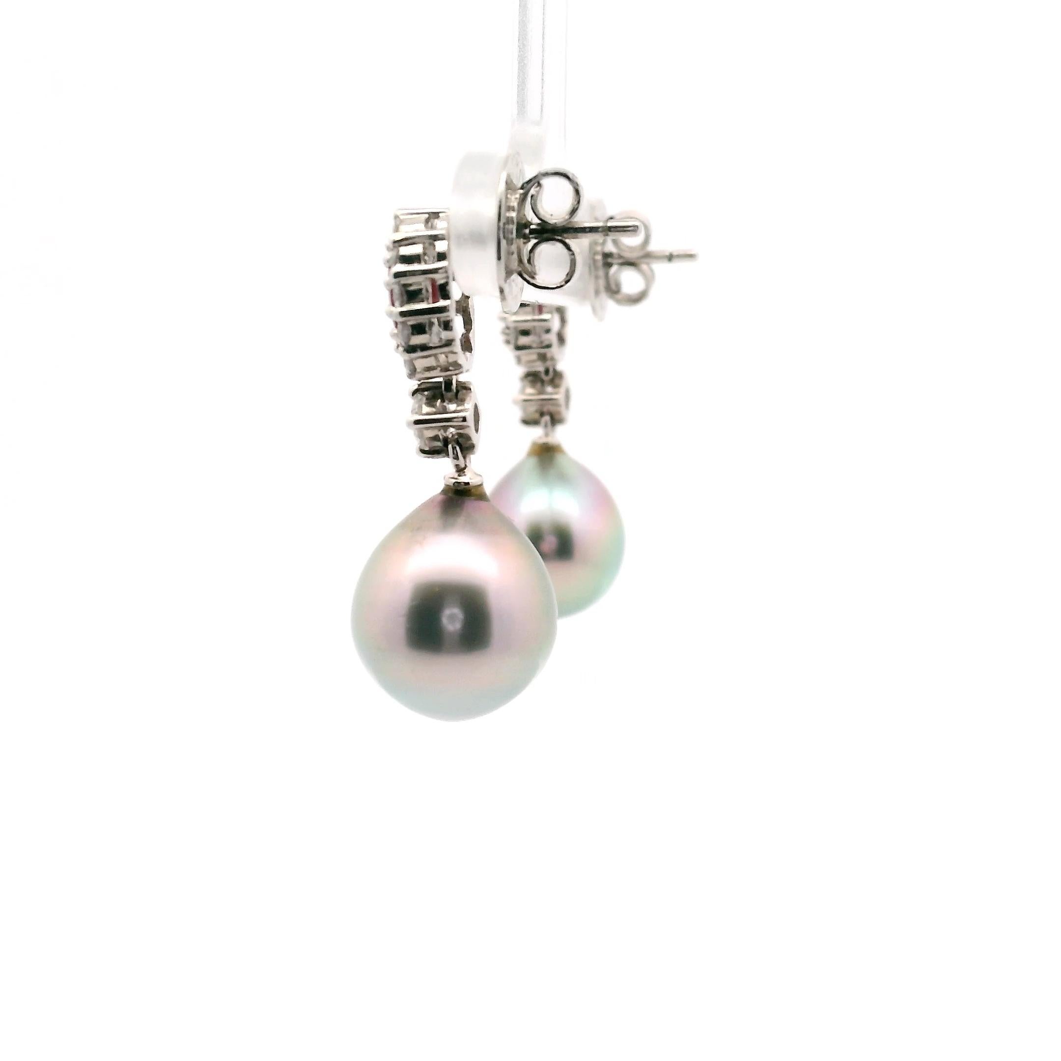 Eleganti orecchini a goccia con perle, rubini e diamanti In condizioni ottime in vendita a Sausalito, CA