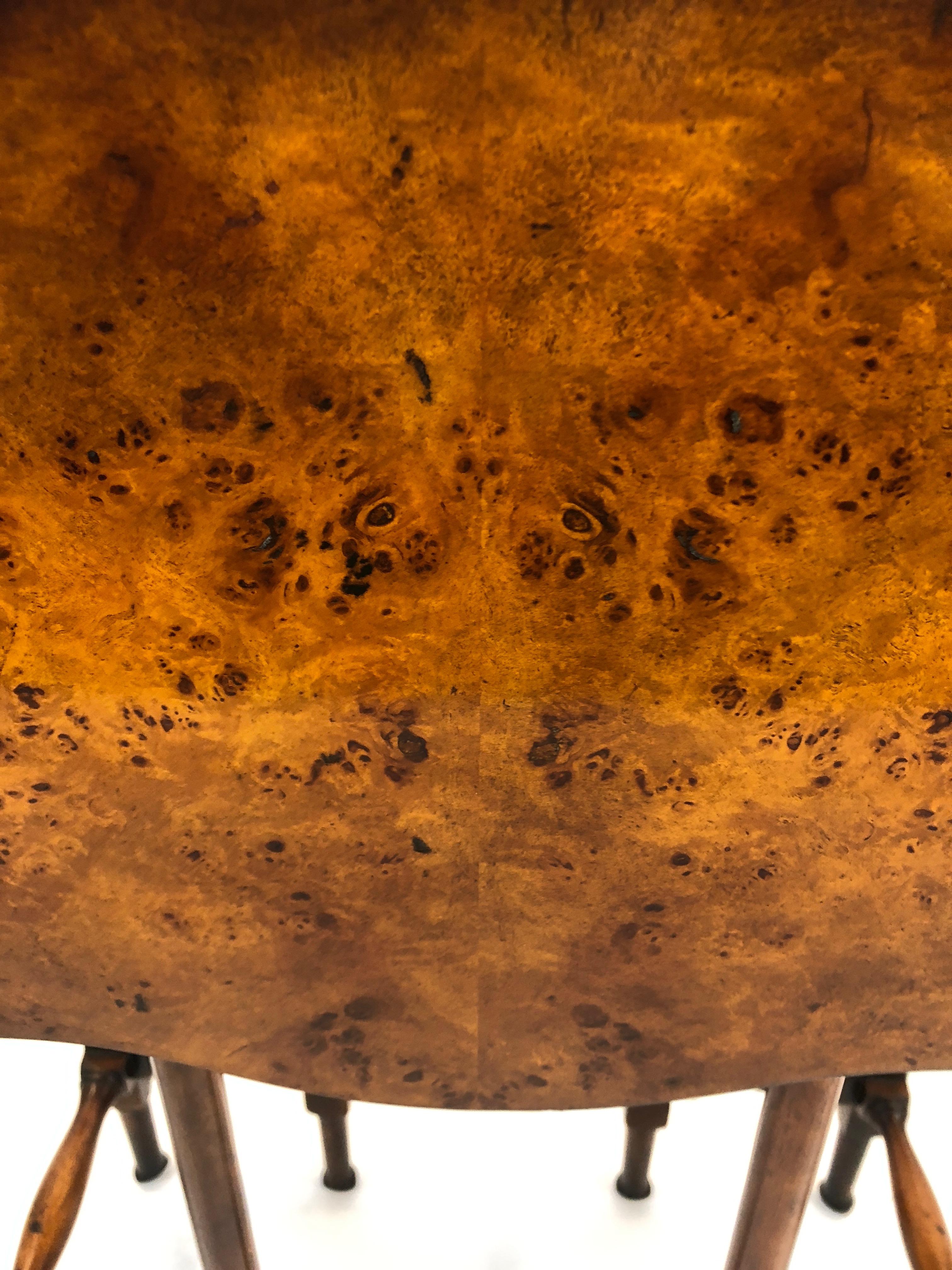 Elegant Dropleaf Gateleg Burl Wood Side Table by Theodore Alexander In Excellent Condition In Hopewell, NJ