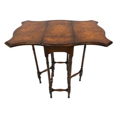 Elegant Dropleaf Gateleg Burl Wood Side Table by Theodore Alexander