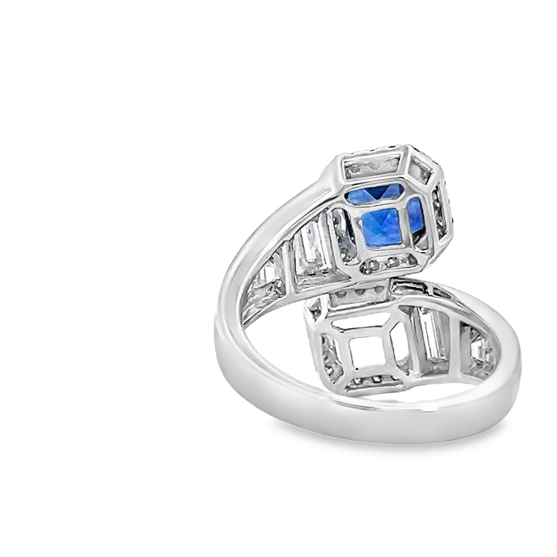 Eleganter Dual-Stein Saphir Ring im Zustand „Neu“ im Angebot in Great Neck Plaza, NY