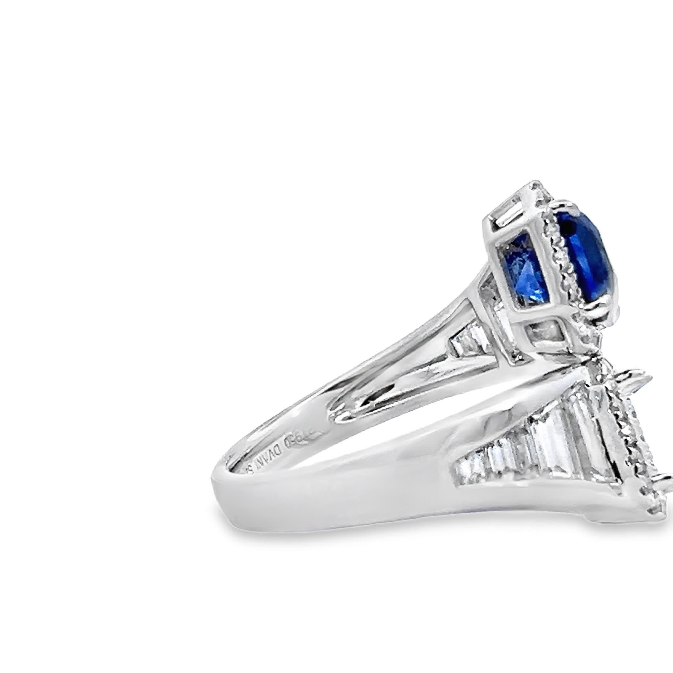 Eleganter Dual-Stein Saphir Ring Damen im Angebot