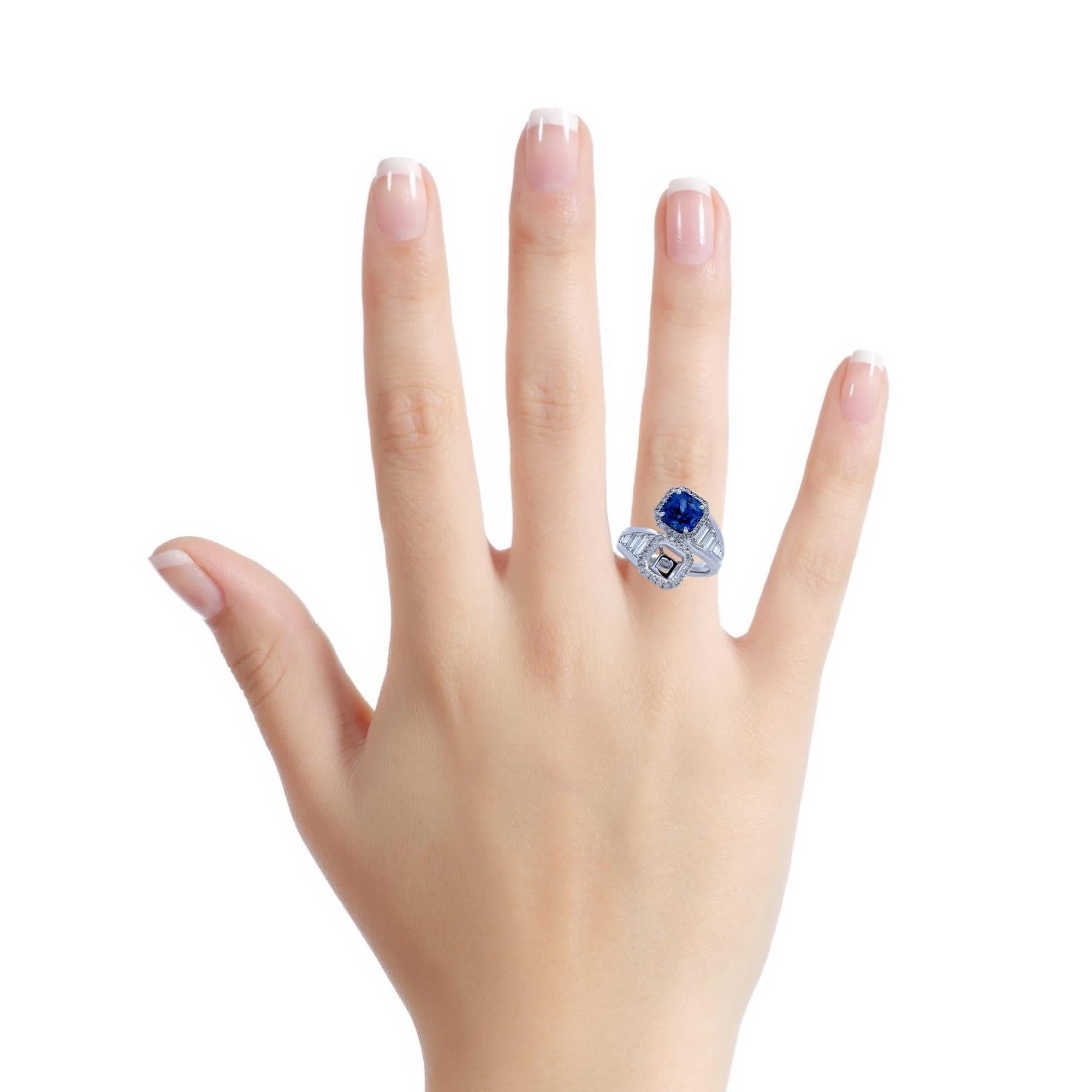 Eleganter Dual-Stein Saphir Ring im Angebot 1