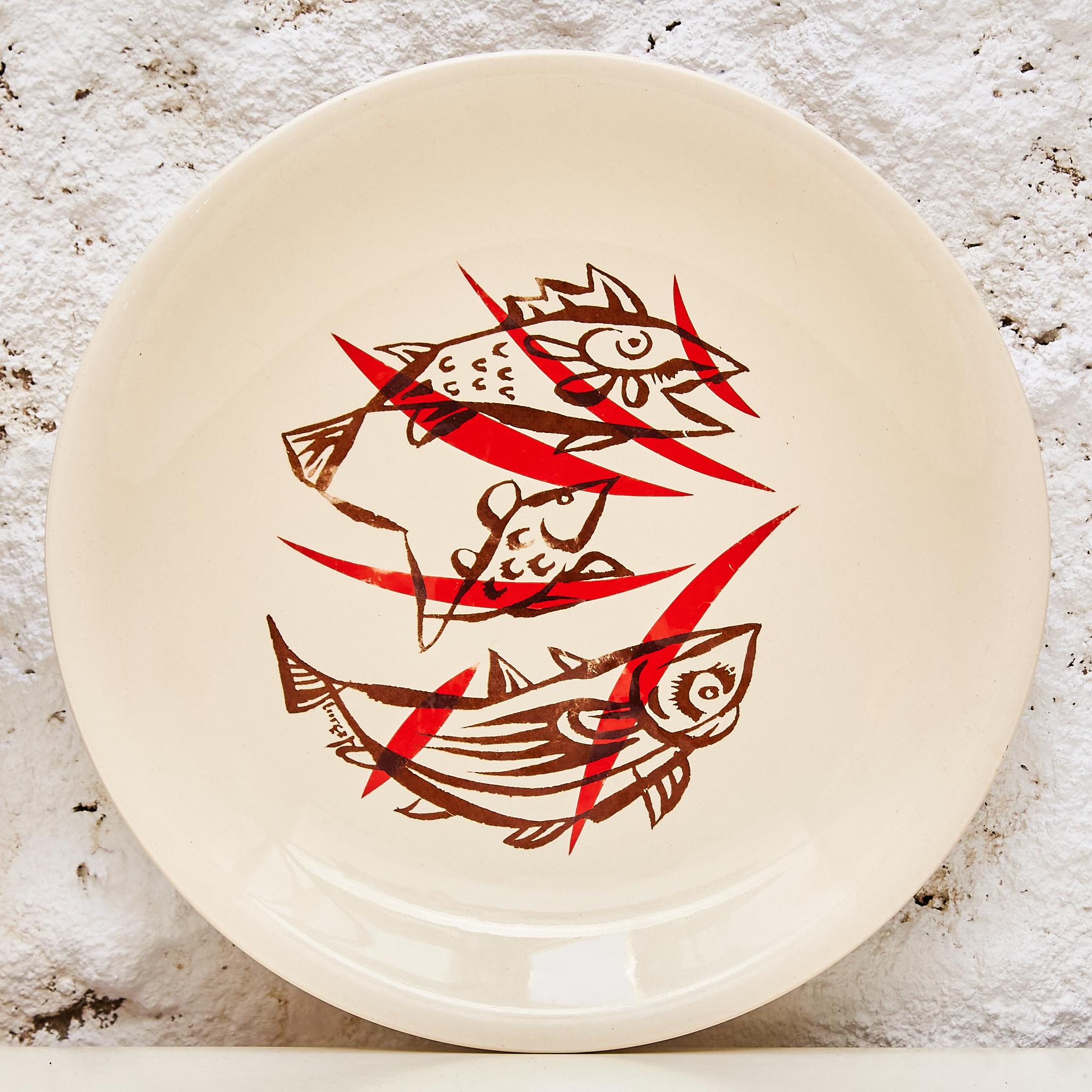 Mid-Century Modern Elegant Duo: Marc Saint-Seans' Signed Plates from 1950s France For Sale