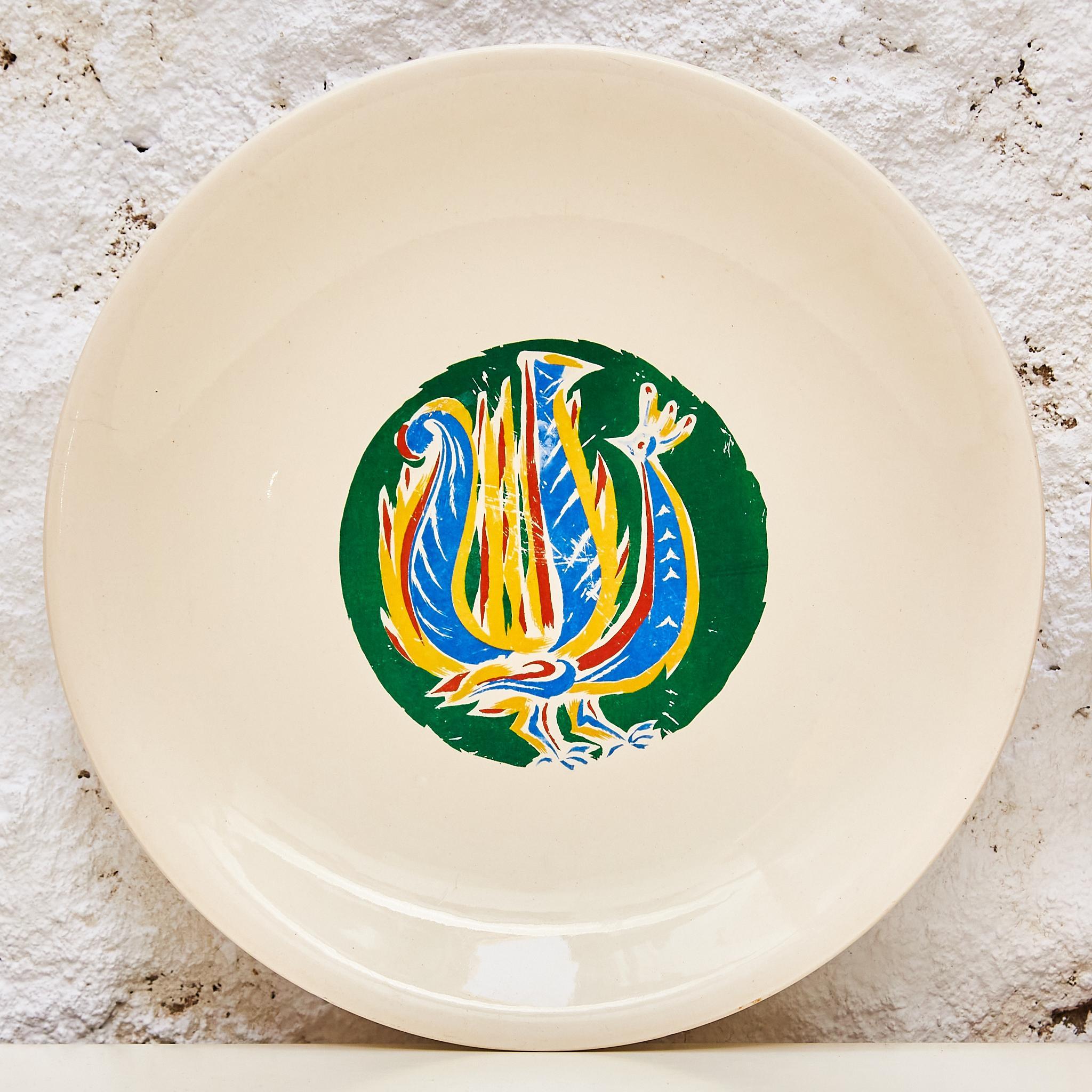 Elegant Duo: Marc Saint-Seans' Signed Plates from 1950s France In Good Condition For Sale In Barcelona, ES