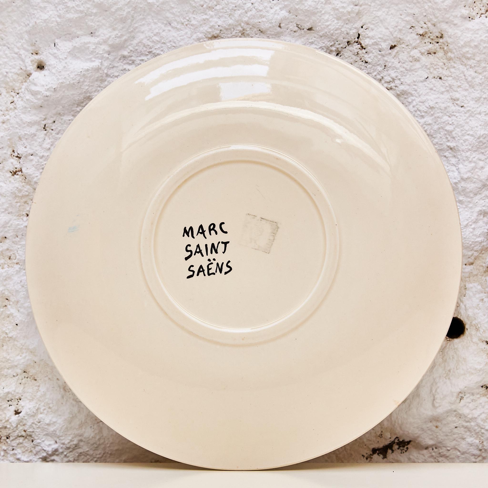 Ceramic Elegant Duo: Marc Saint-Seans' Signed Plates from 1950s France For Sale
