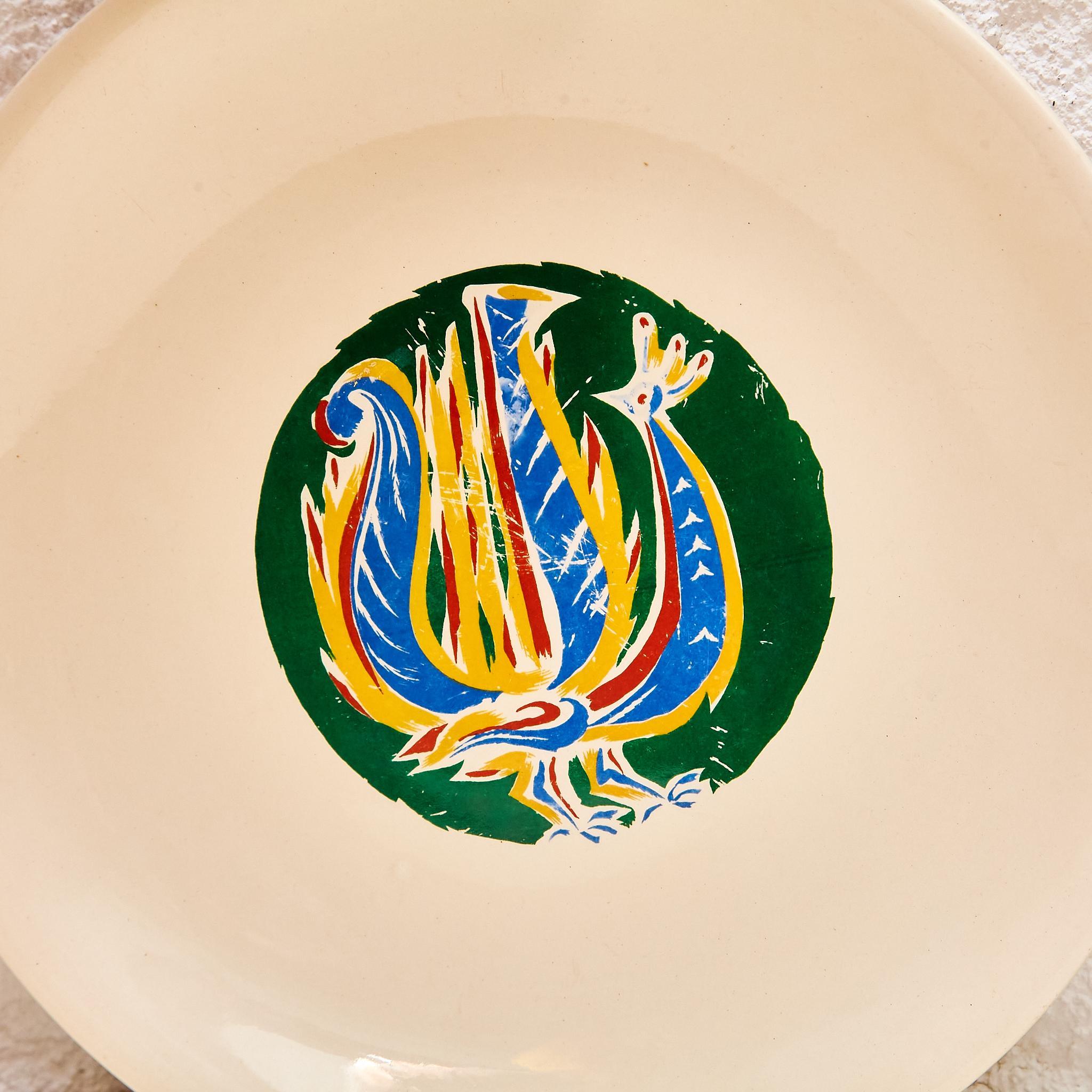 Elegant Duo: Marc Saint-Seans' Signed Plates from 1950s France For Sale 1