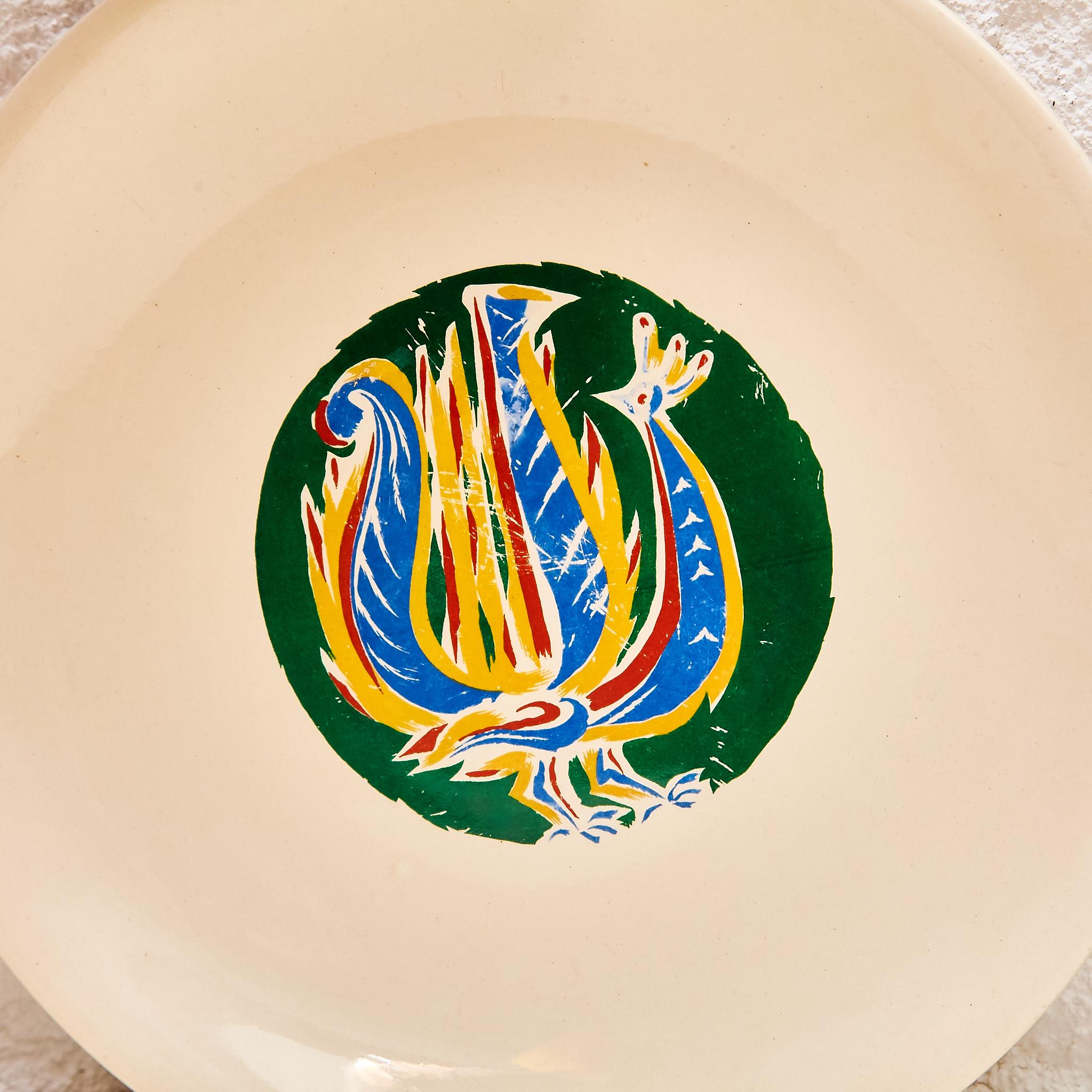 Ceramic Elegant Duo: Marc Saint-Seans' Signed Plates from 1950s France For Sale