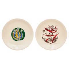 Dúo elegante: Platos firmados de Marc Saint-Seans de la Francia de los años 50