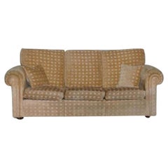 Used Elegant Duresta Three Seater Waldorf Sofa in Gold Checkered Fabric