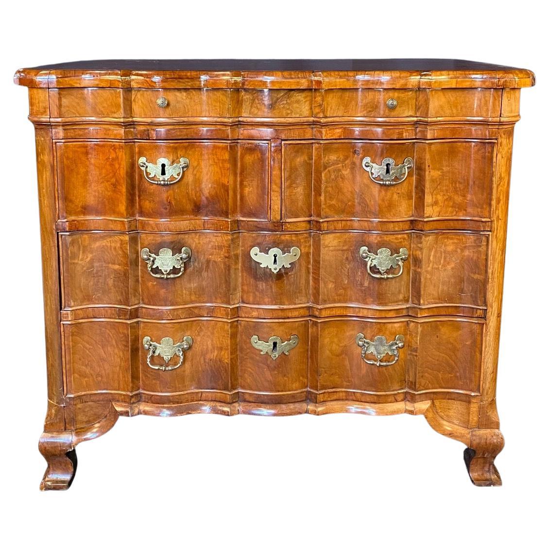 Elegant Dutch Rococo Walnut Commode or Chest of Drawers with Secret Drawer For Sale