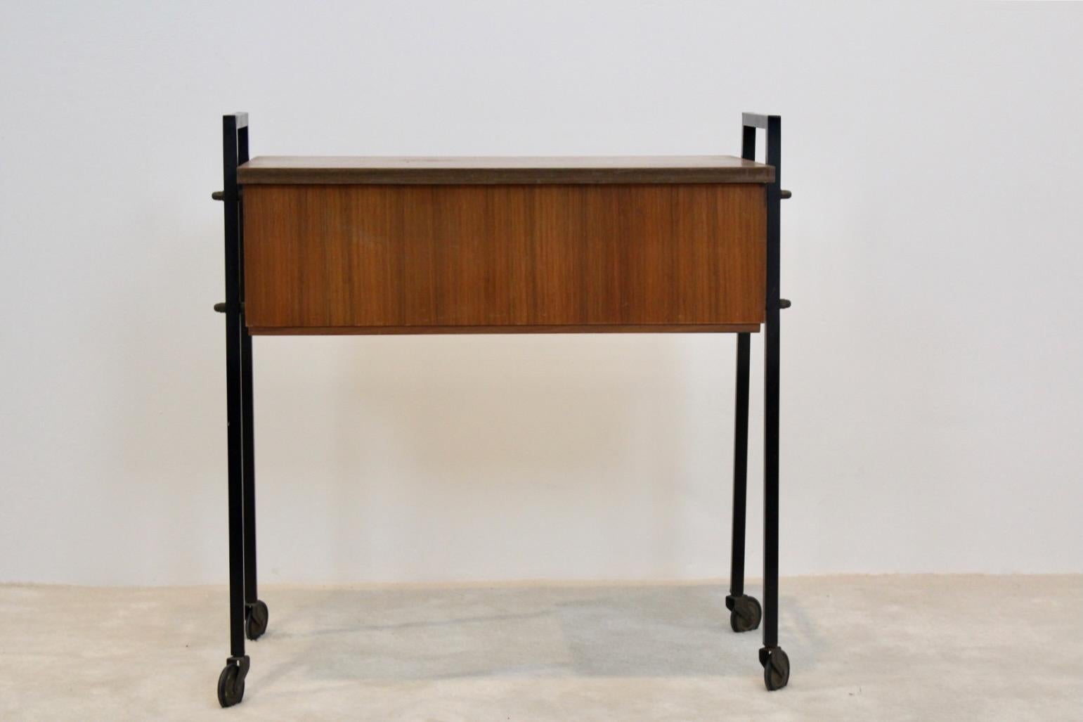 Mid-Century Modern Elegant Dutch Teak Collectors Cabinet and Sewing Table For Sale