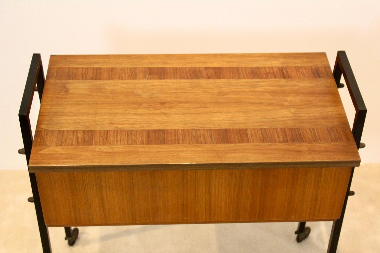 Elegant Dutch Teak Collectors Cabinet and Sewing Table For Sale 1