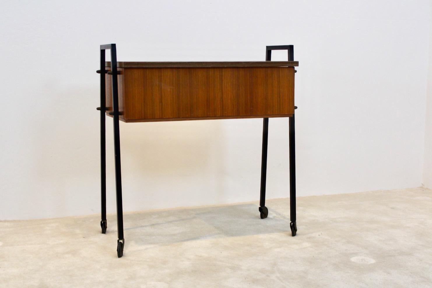 Elegant Dutch Teak Collectors Cabinet and Sewing Table For Sale 2