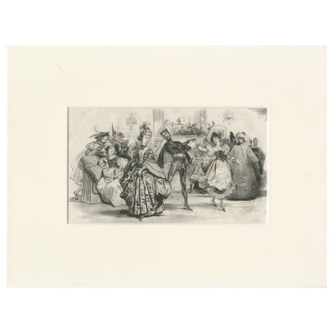 Elegant Early 19th-Century Lithograph by Achille Devéria – Ballroom Scene