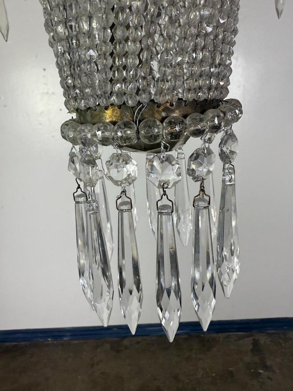 Elegant Early 20th Century Empire-Style Crystal Beaded Chandelier For Sale 7
