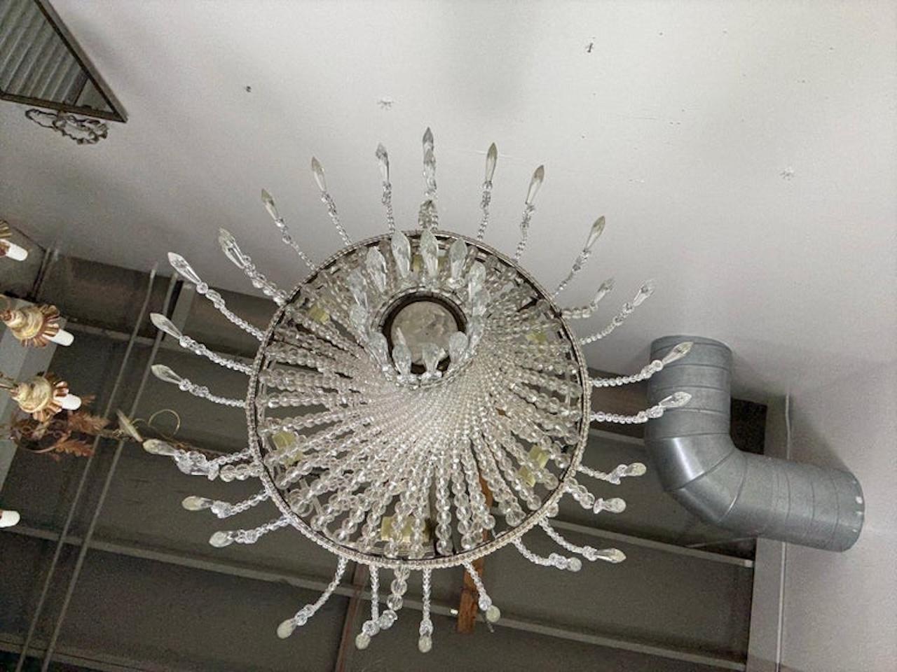 Elegant Early 20th Century Empire-Style Crystal Beaded Chandelier For Sale 8