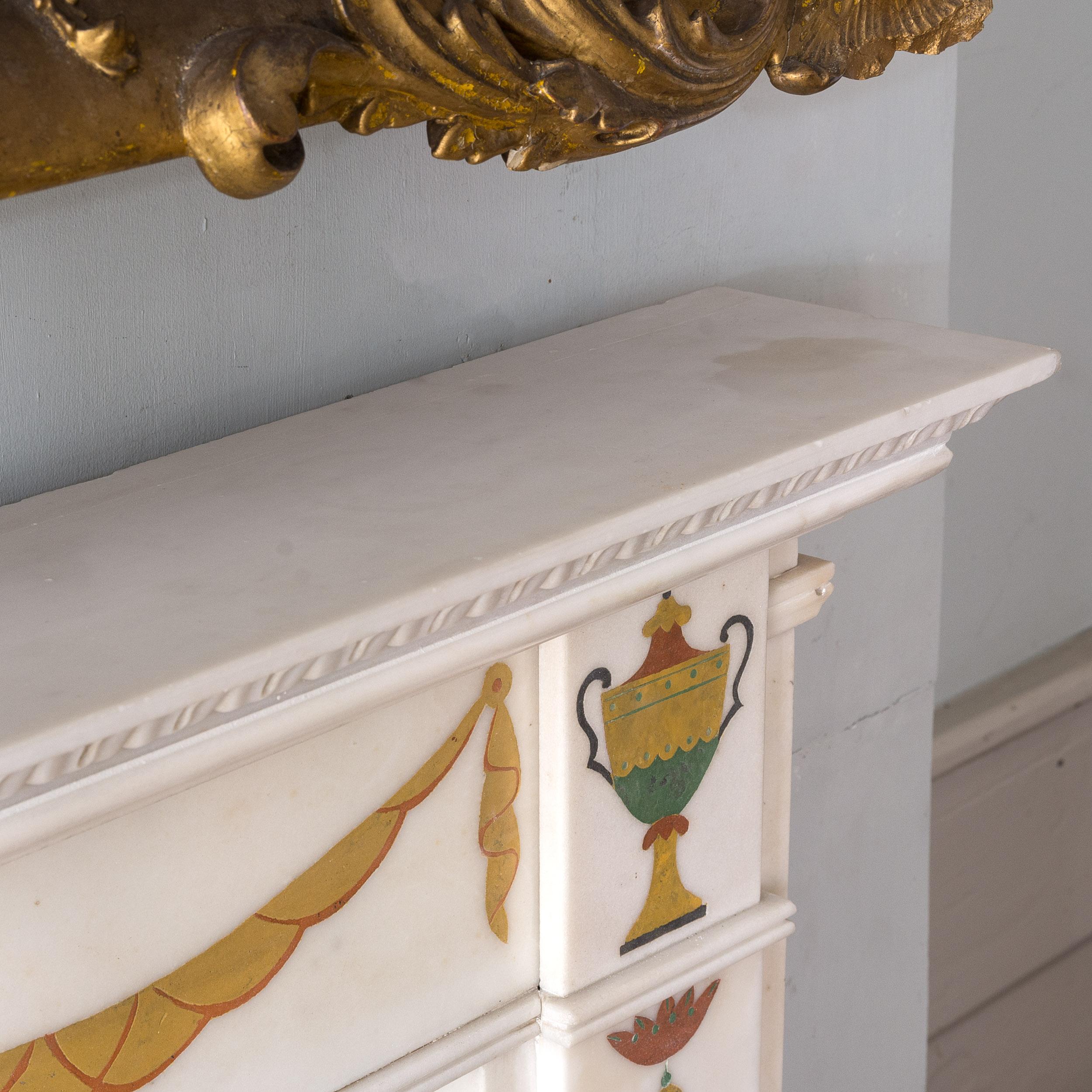Elegant Early Twentieth Century Statuary Marble Neo-Classical Fire Surround For Sale 4