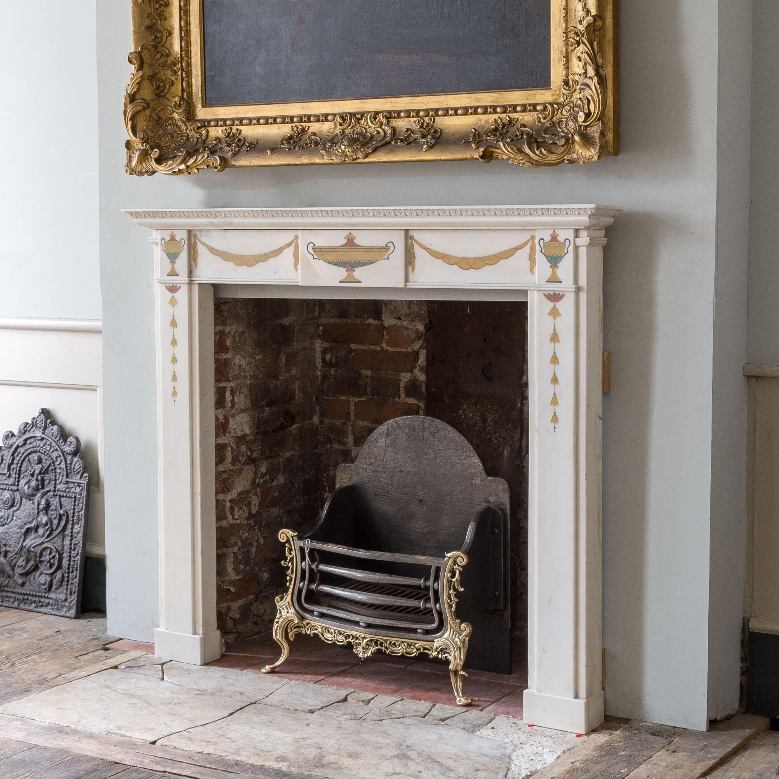 Elegant Early Twentieth Century Statuary Marble Neo-Classical Fire Surround For Sale 7