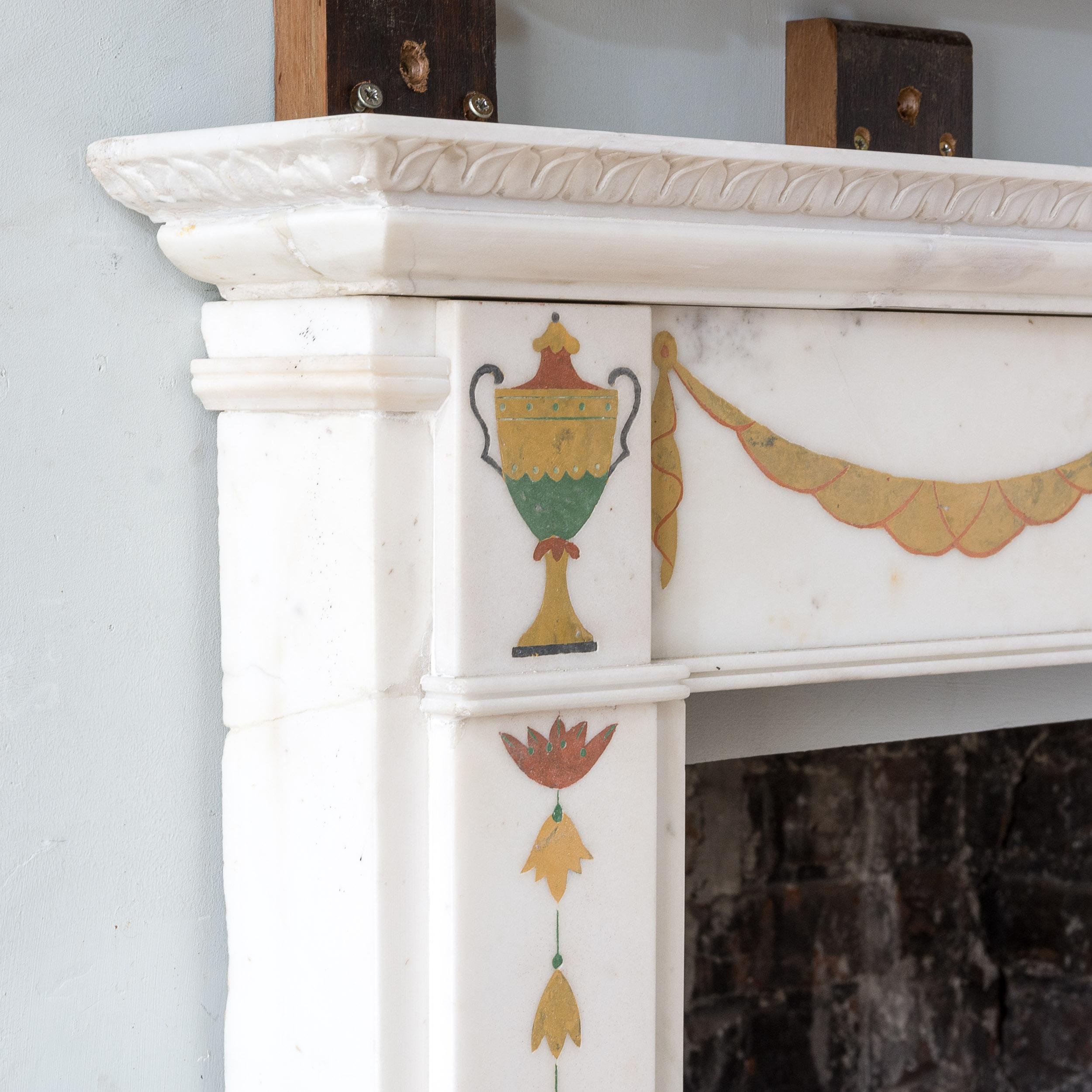 Regency Elegant Early Twentieth Century Statuary Marble Neo-Classical Fire Surround For Sale