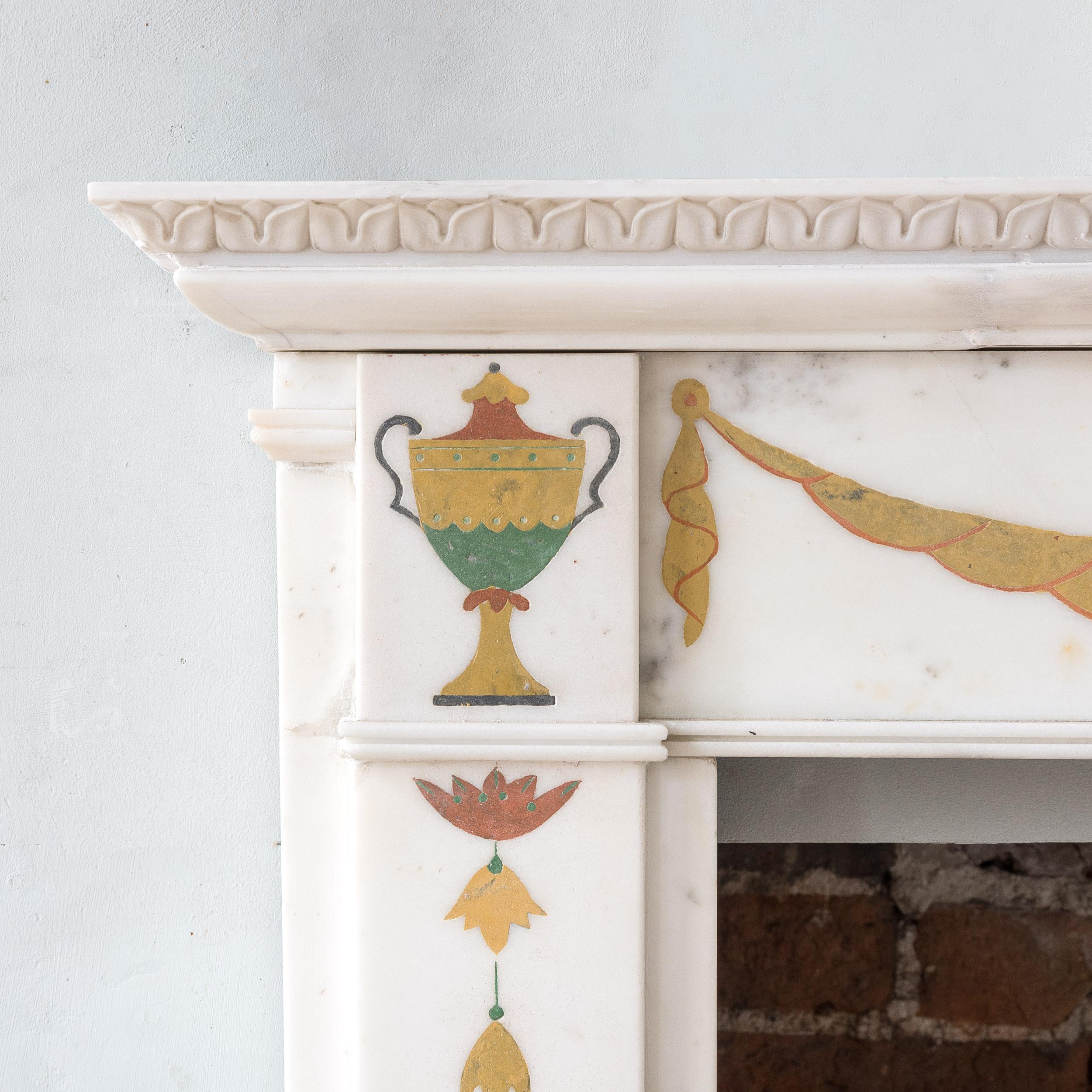 Elegant Early Twentieth Century Statuary Marble Neo-Classical Fire Surround For Sale 1