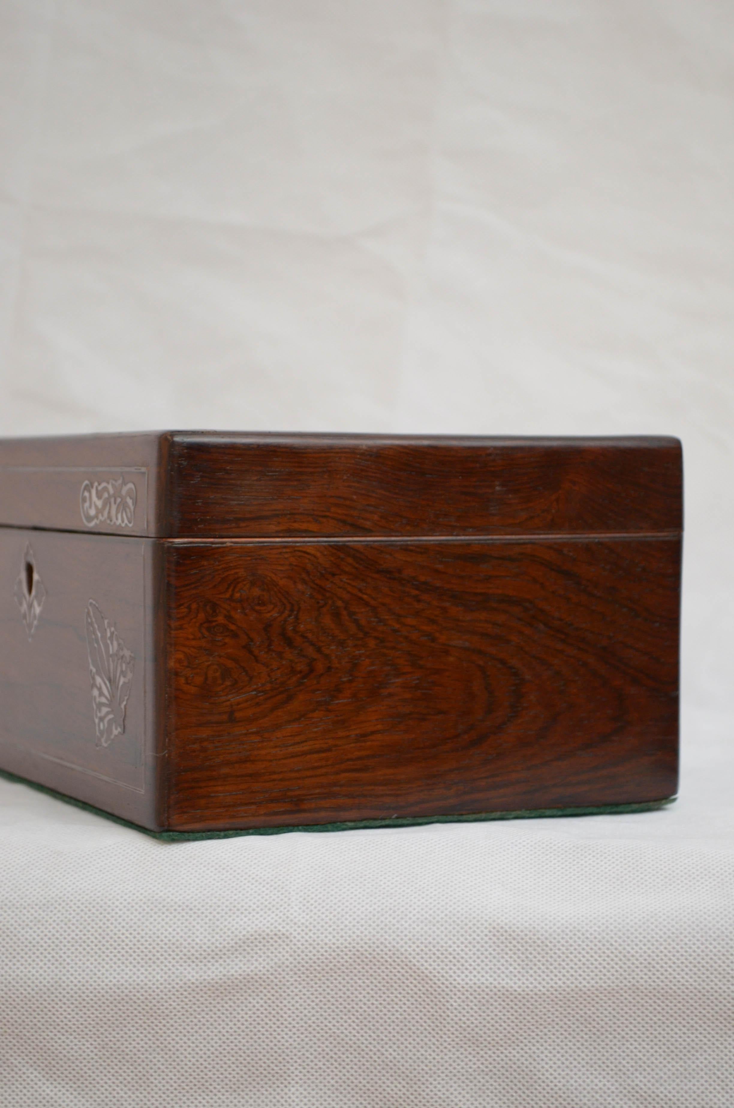 Elegant Early Victorian Jewelry Box with Tray For Sale 5