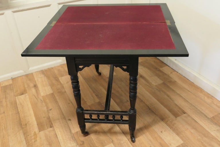 Lacquer Elegant Ebonised Occasional Card Hall Table For Sale