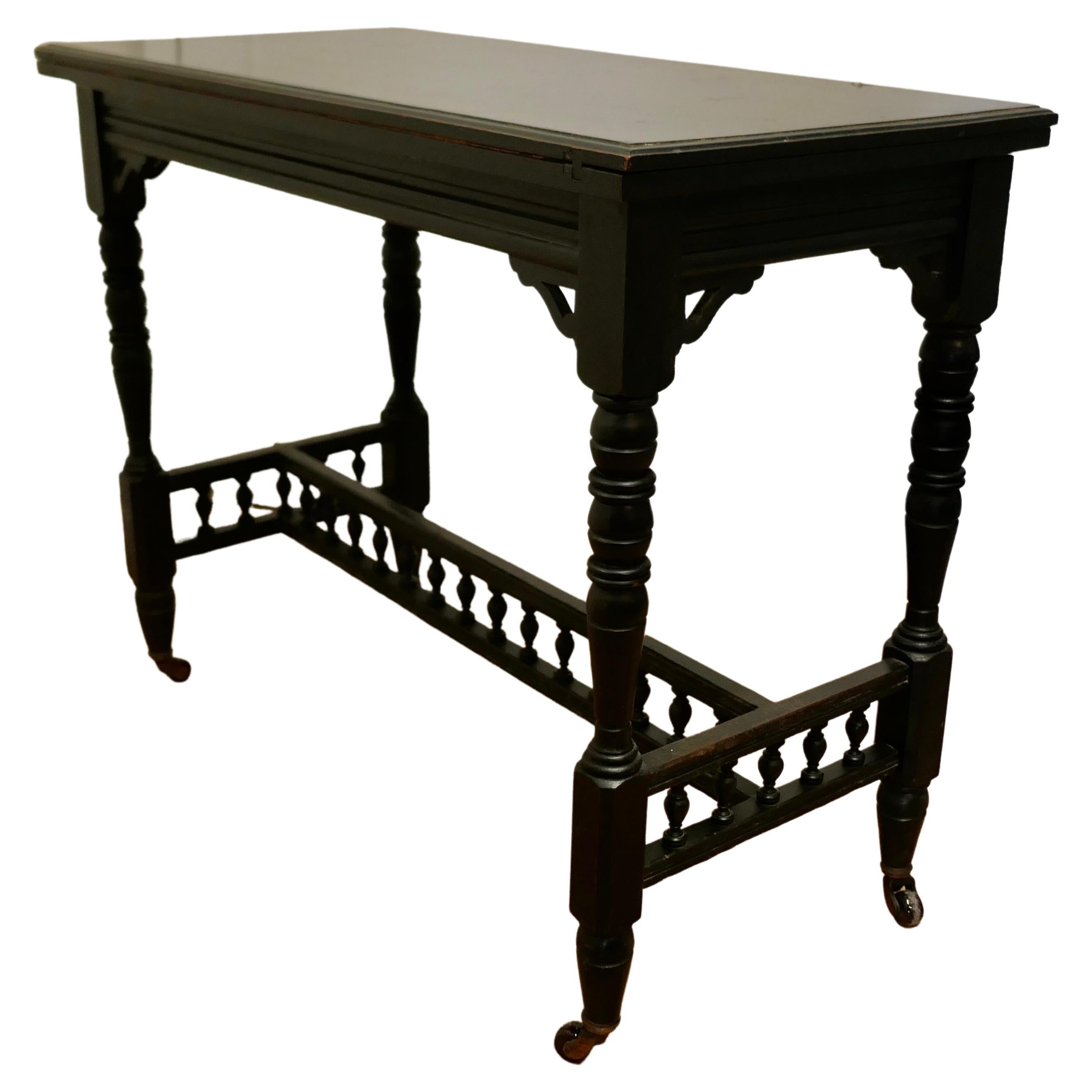 Elegant Ebonised Occasional Card Hall Table For Sale