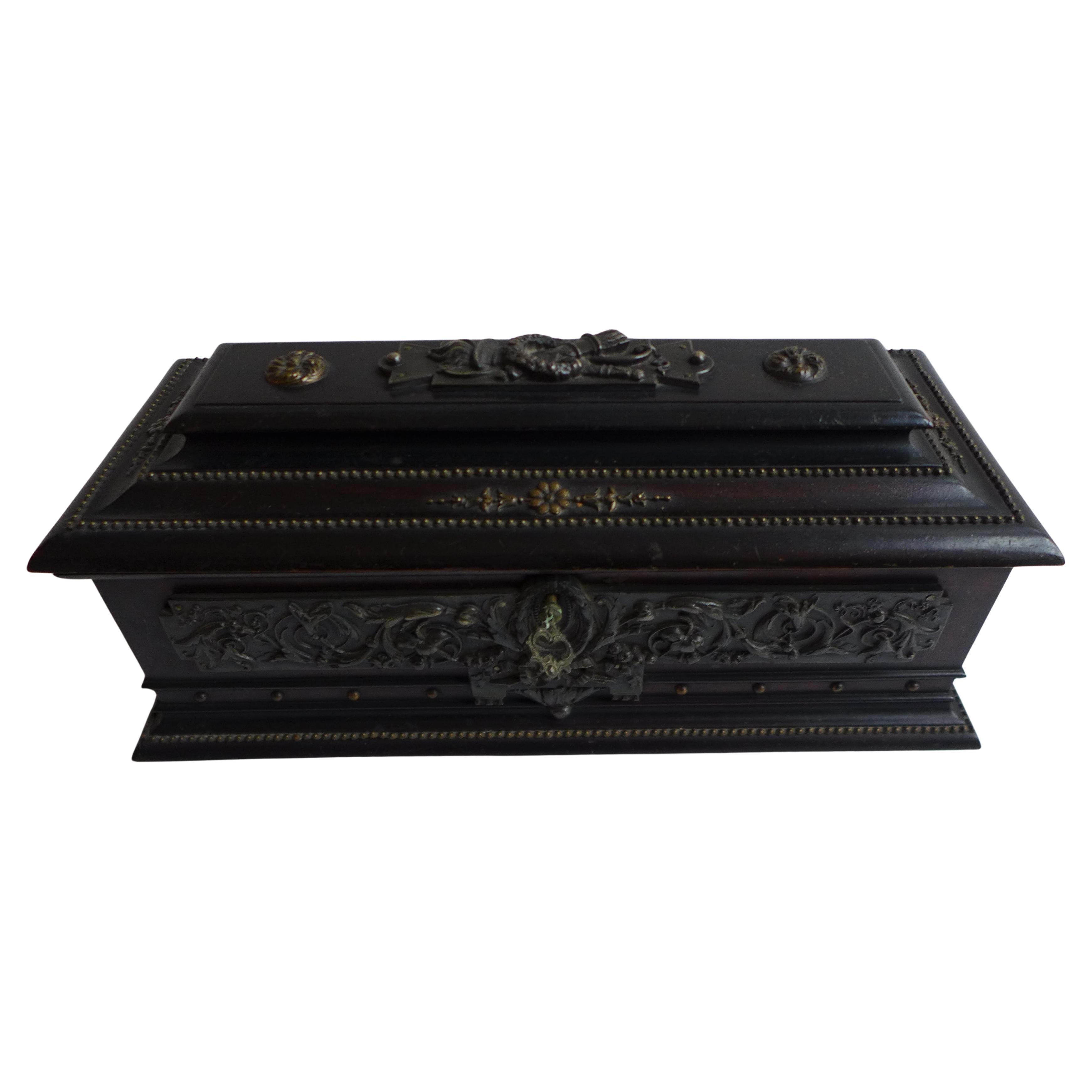 Elegant ebony chest with silvered brass fittings 1930