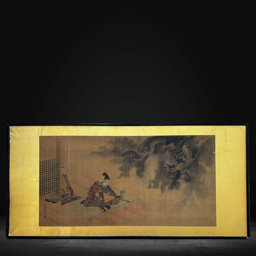 Elegantes Gemälde aus der Edo-Zeit von Reizei Tamechika (1823-1864) 冷泉為恭 (Handbemalt) im Angebot