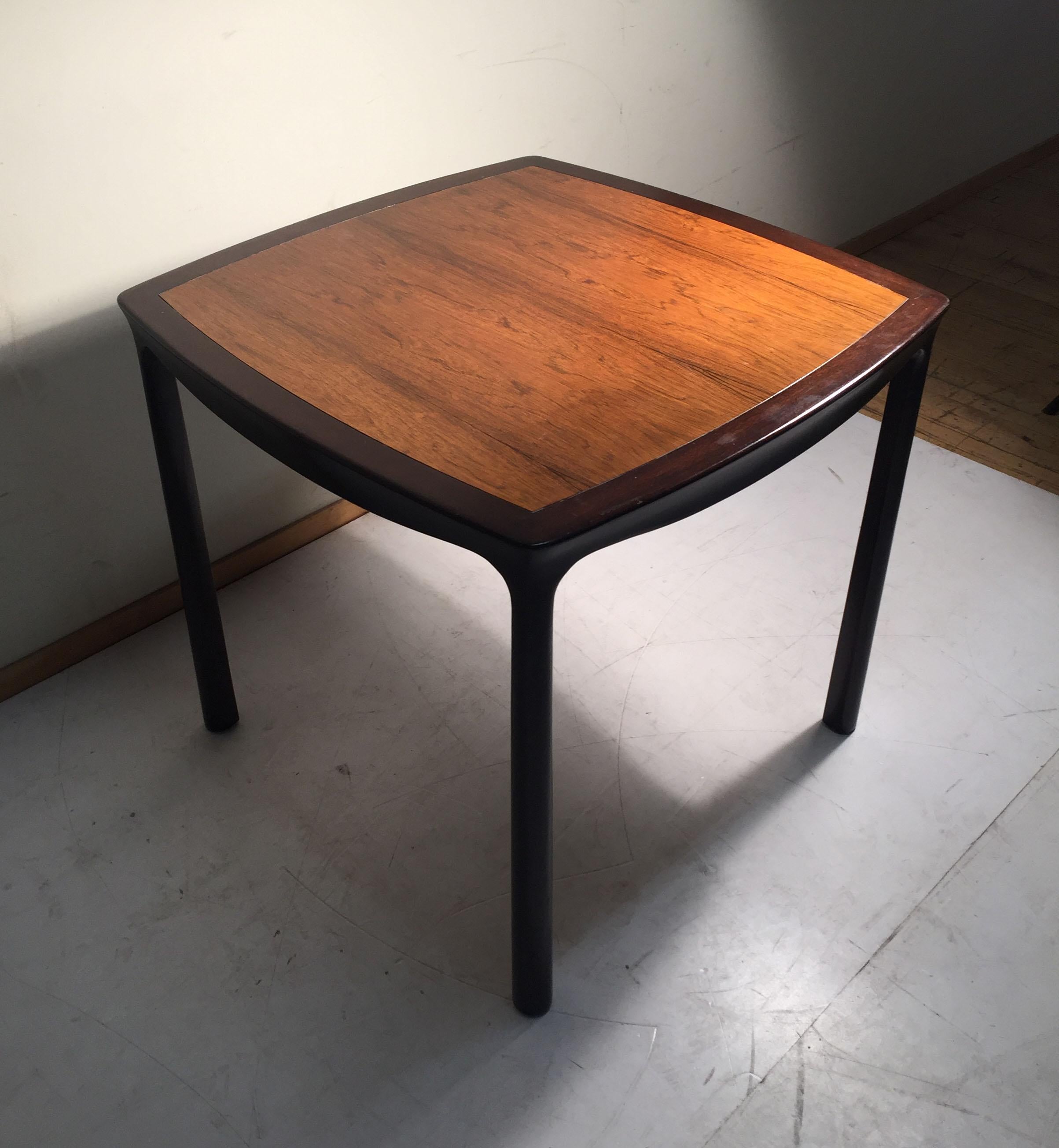 Elegant Edward Wormley dinette table for Dunbar. Appears to be rosewood.