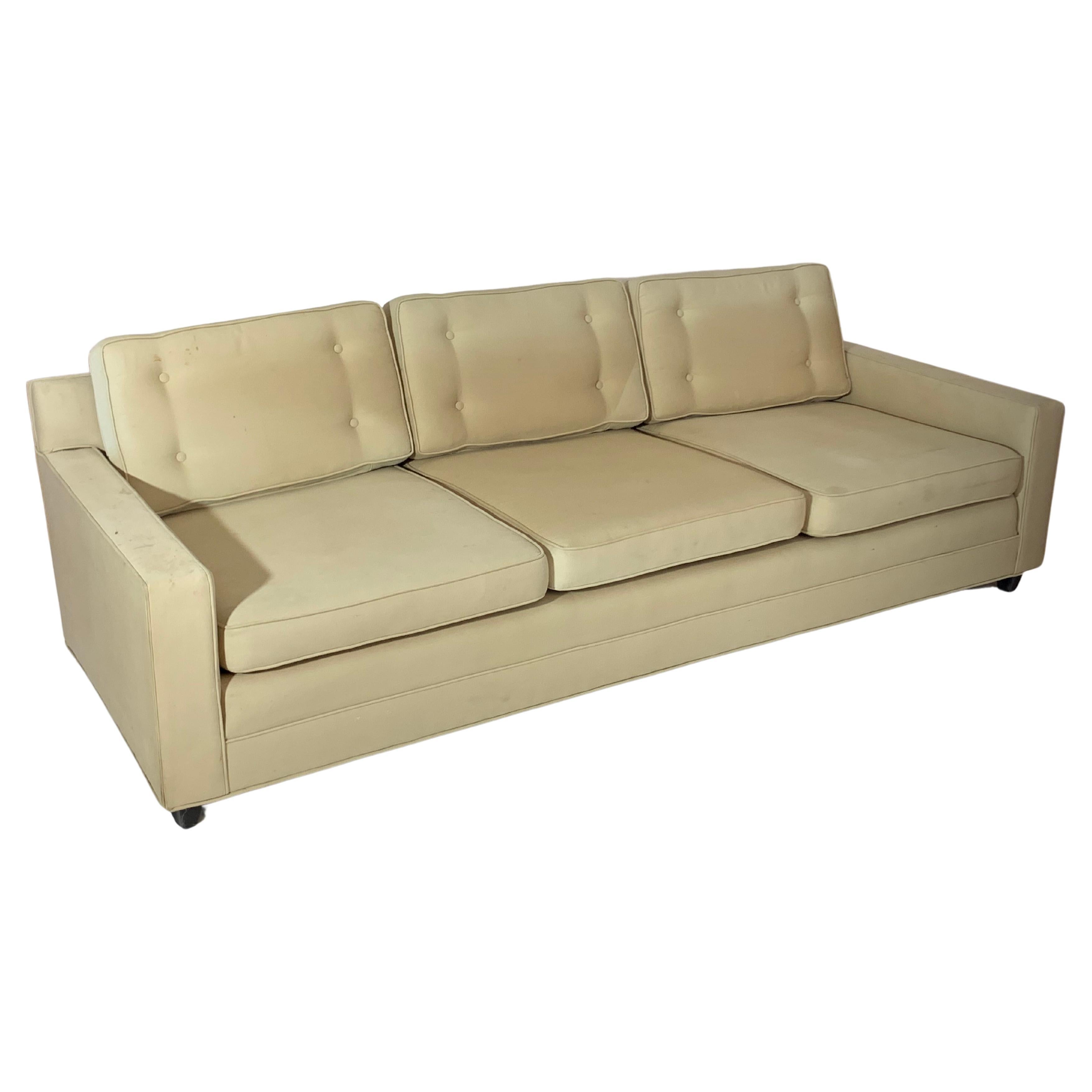 Mahogany Elegant Edward Wormley for Dunbar Mid-Century Modern Tuxedo Sofa, Project For Sale