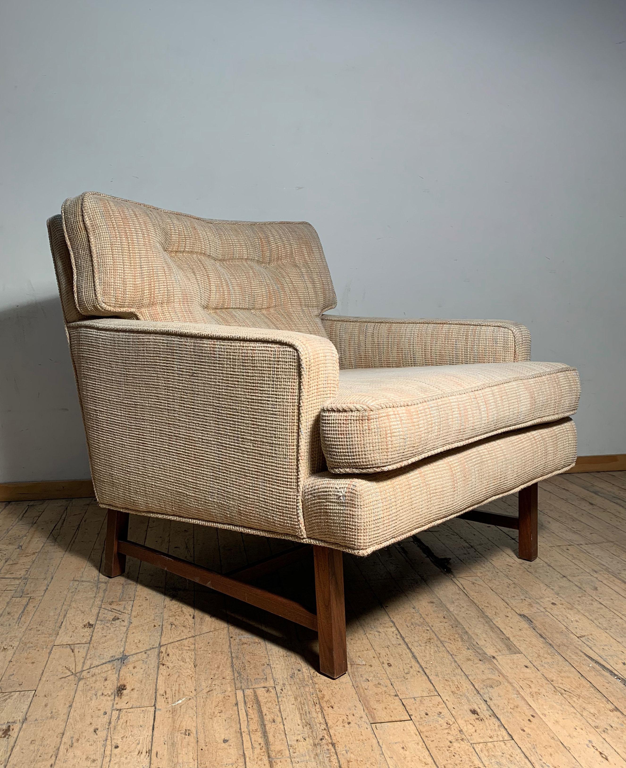 Mid-Century Modern Elegant Edward Wormley Lounge Chair with Ottoman for Dunbar
