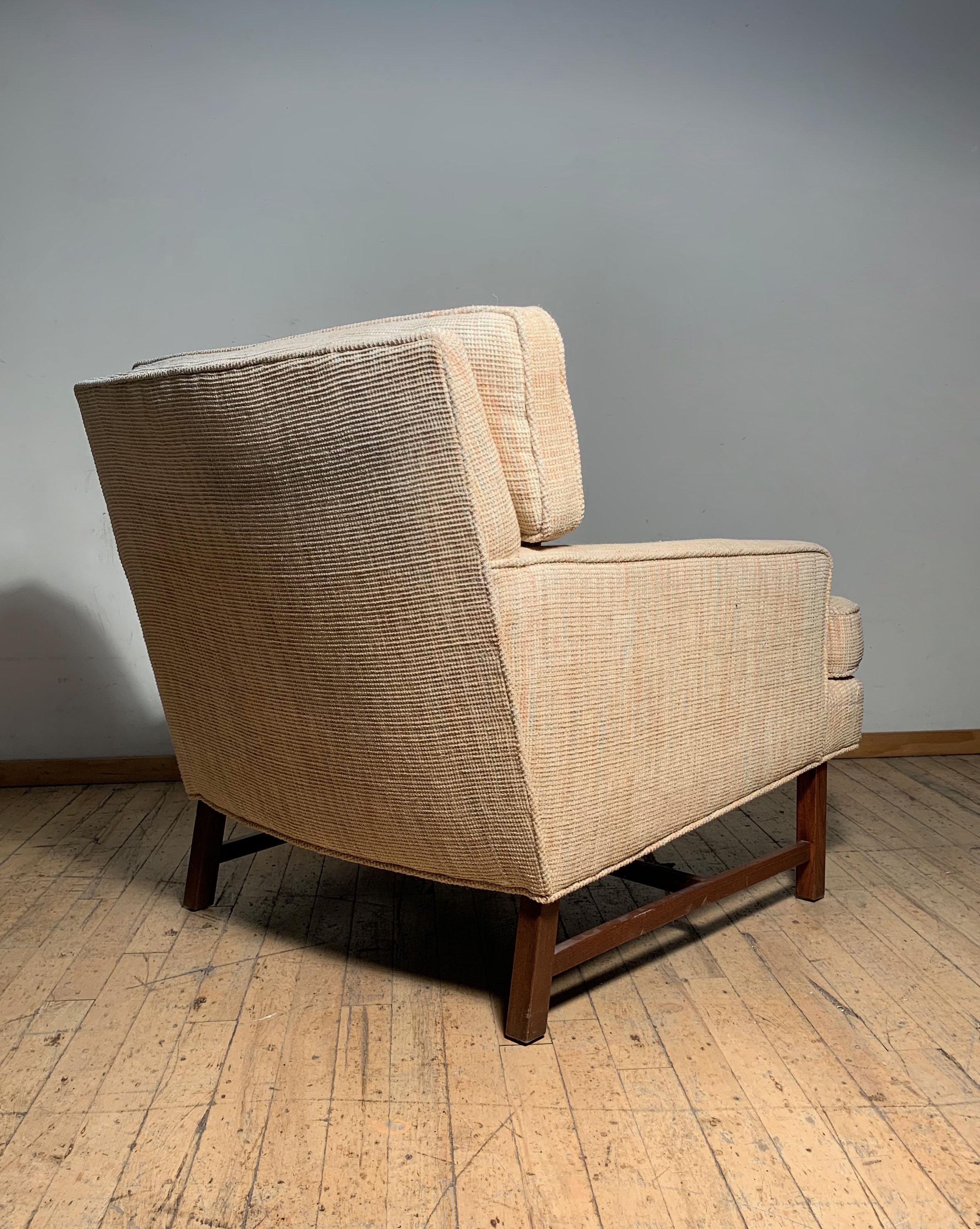 American Elegant Edward Wormley Lounge Chair with Ottoman for Dunbar
