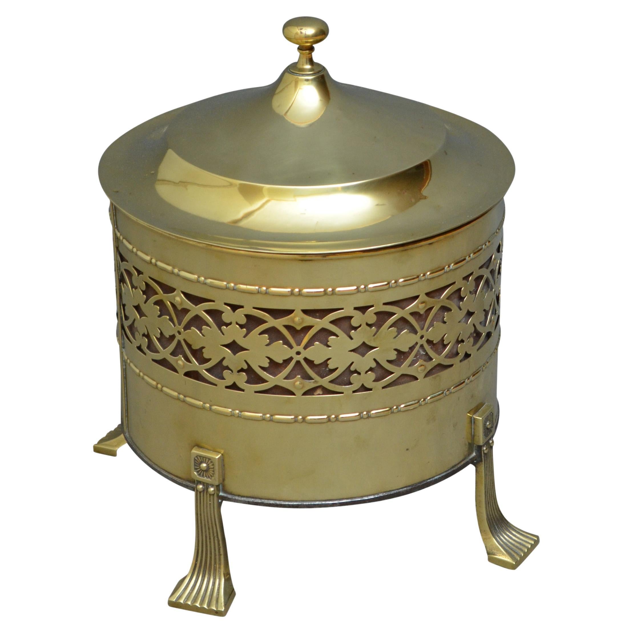 Elegant Edwardian Brass Coal Bucket or Planter For Sale