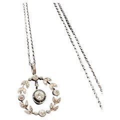 Elegant Edwardian Era Platinum Diamond Garland Necklace and Pendant