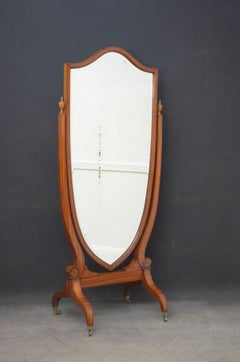 Elegant Edwardian Inlaid Satinwood Cheval Mirror