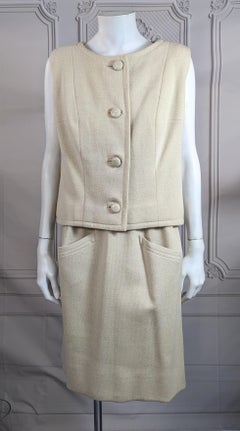 Elegante conjunto Eisa de punto de lana avena, Balenciaga