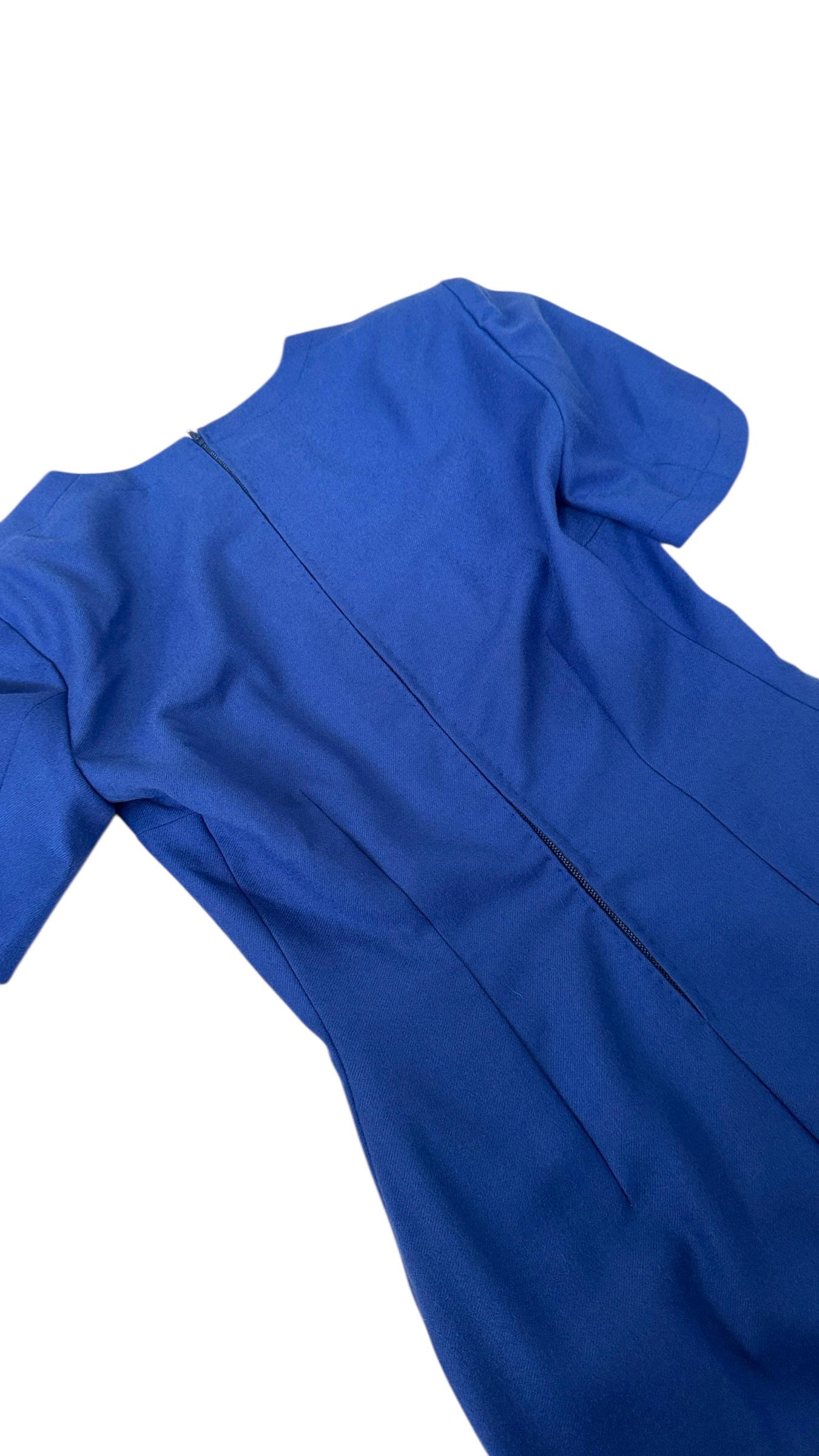 Elegante minivestido vintage azul eléctrico de Miss V Valentino en venta 5