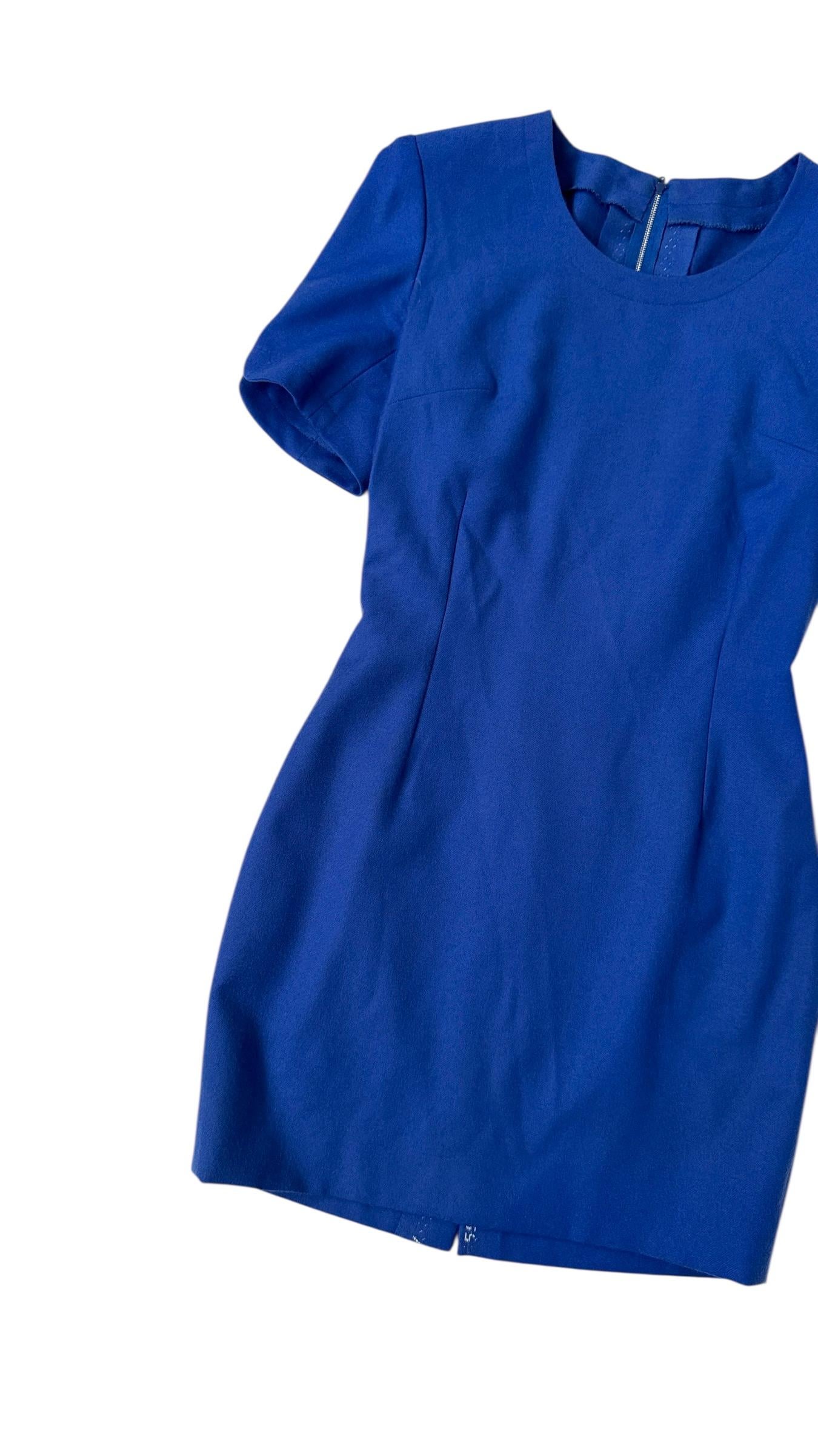 Elegante minivestido vintage azul eléctrico de Miss V Valentino Purple en venta