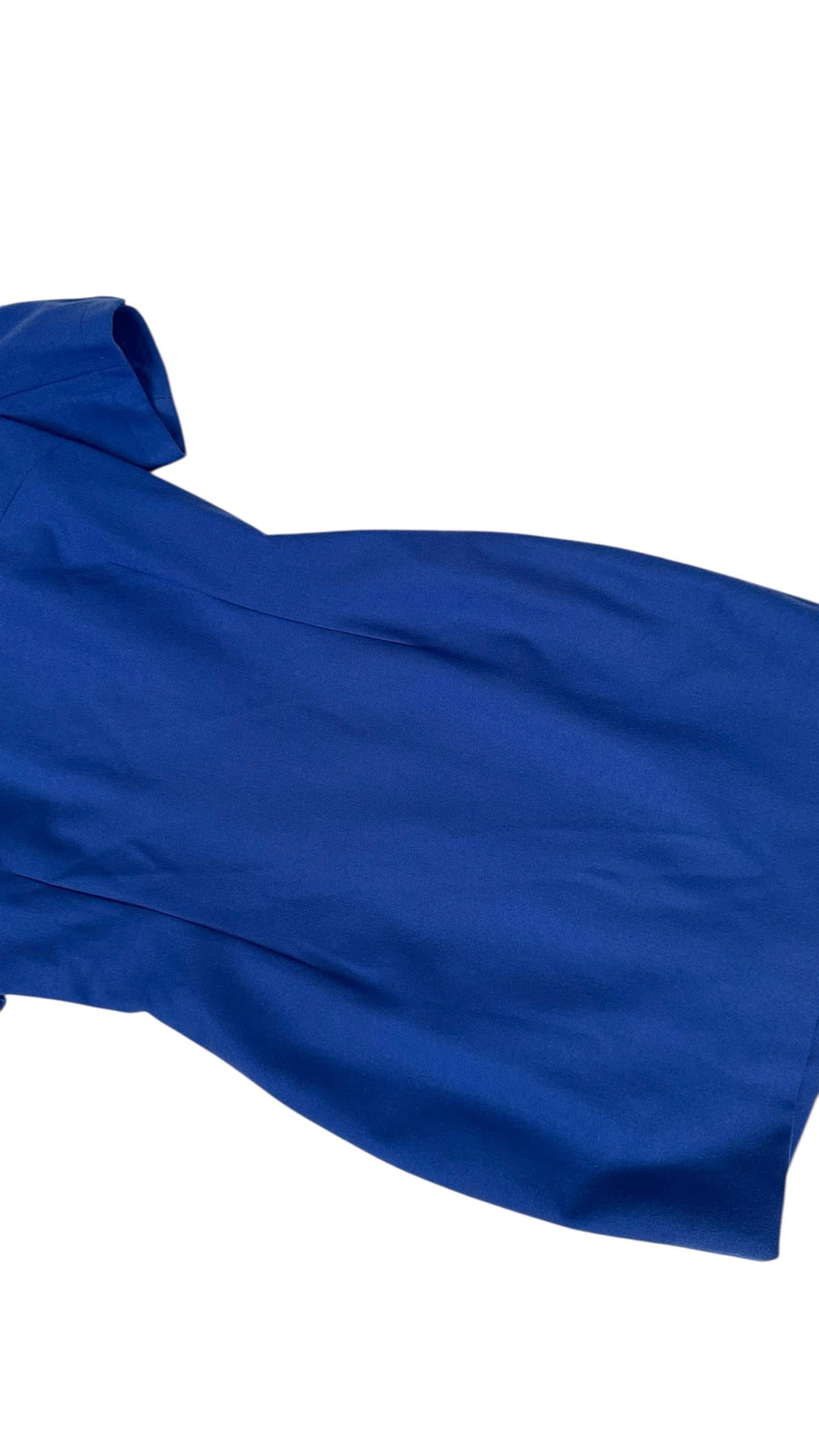 Elegante minivestido vintage azul eléctrico de Miss V Valentino en venta 2