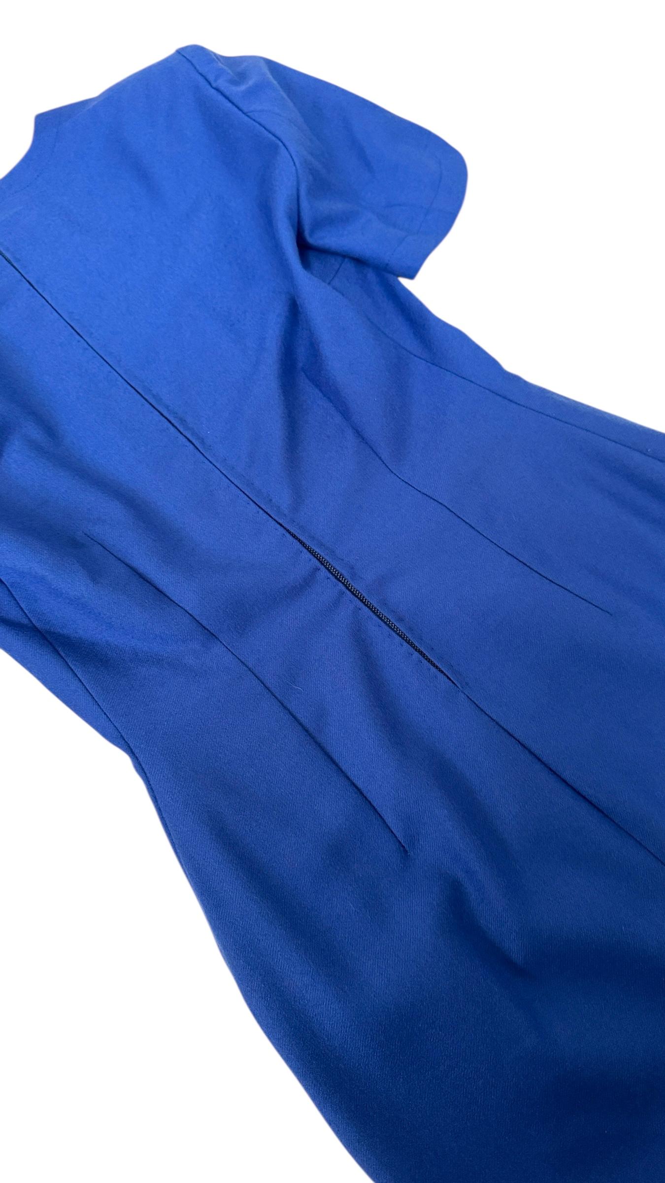 Elegante minivestido vintage azul eléctrico de Miss V Valentino en venta 4