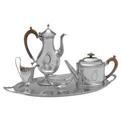 Elegant Elizabeth II Sterling Silver Hester Bateman Style Tea Set, 1967