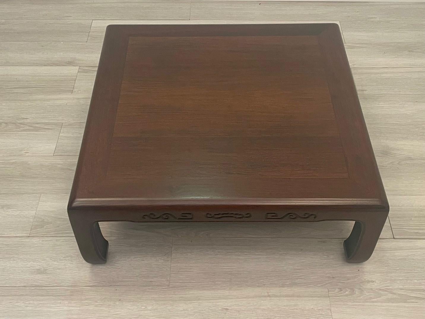 Elegant Elmwood Chinese Ming Dynasty Style Low Coffee Table For Sale 2