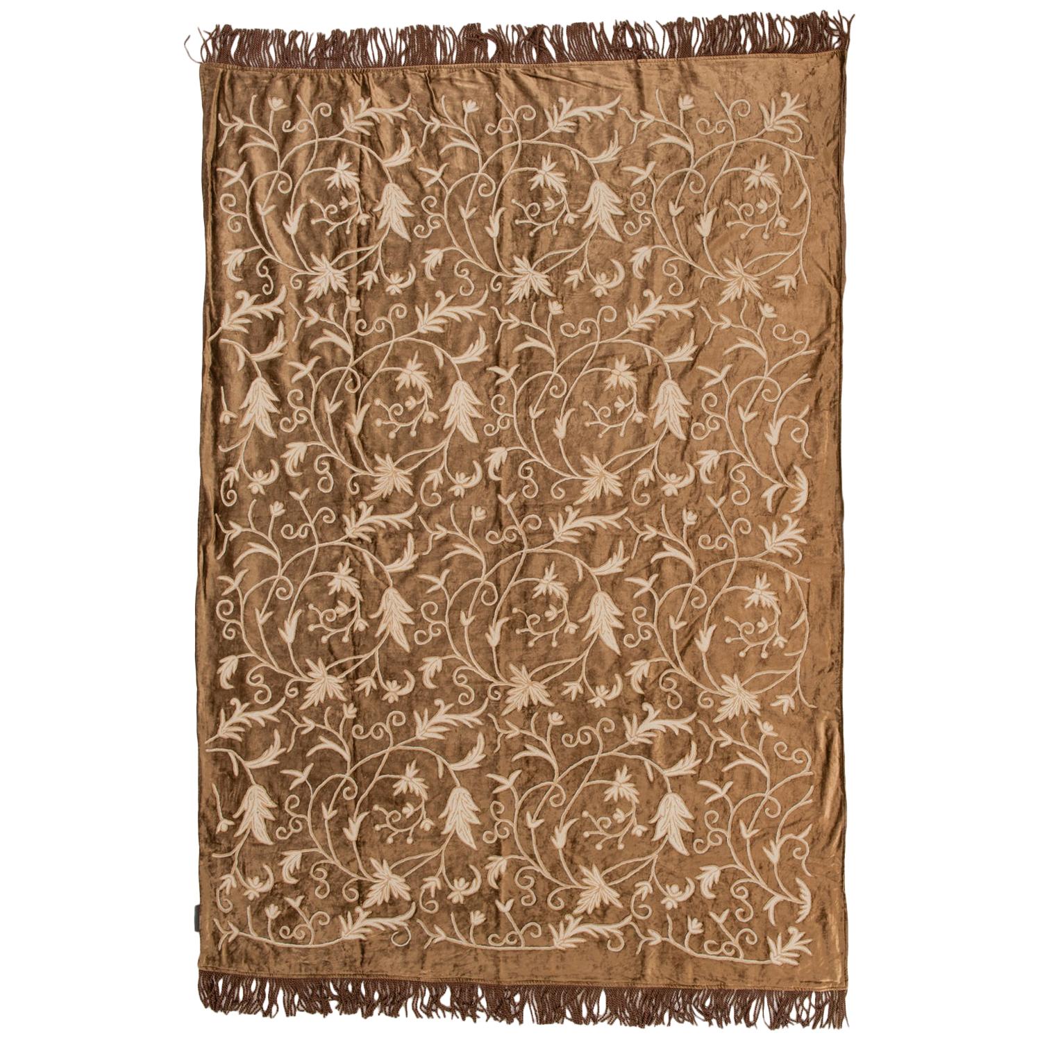 Elegant Embroidered Velvet Tablecloth or Plaid